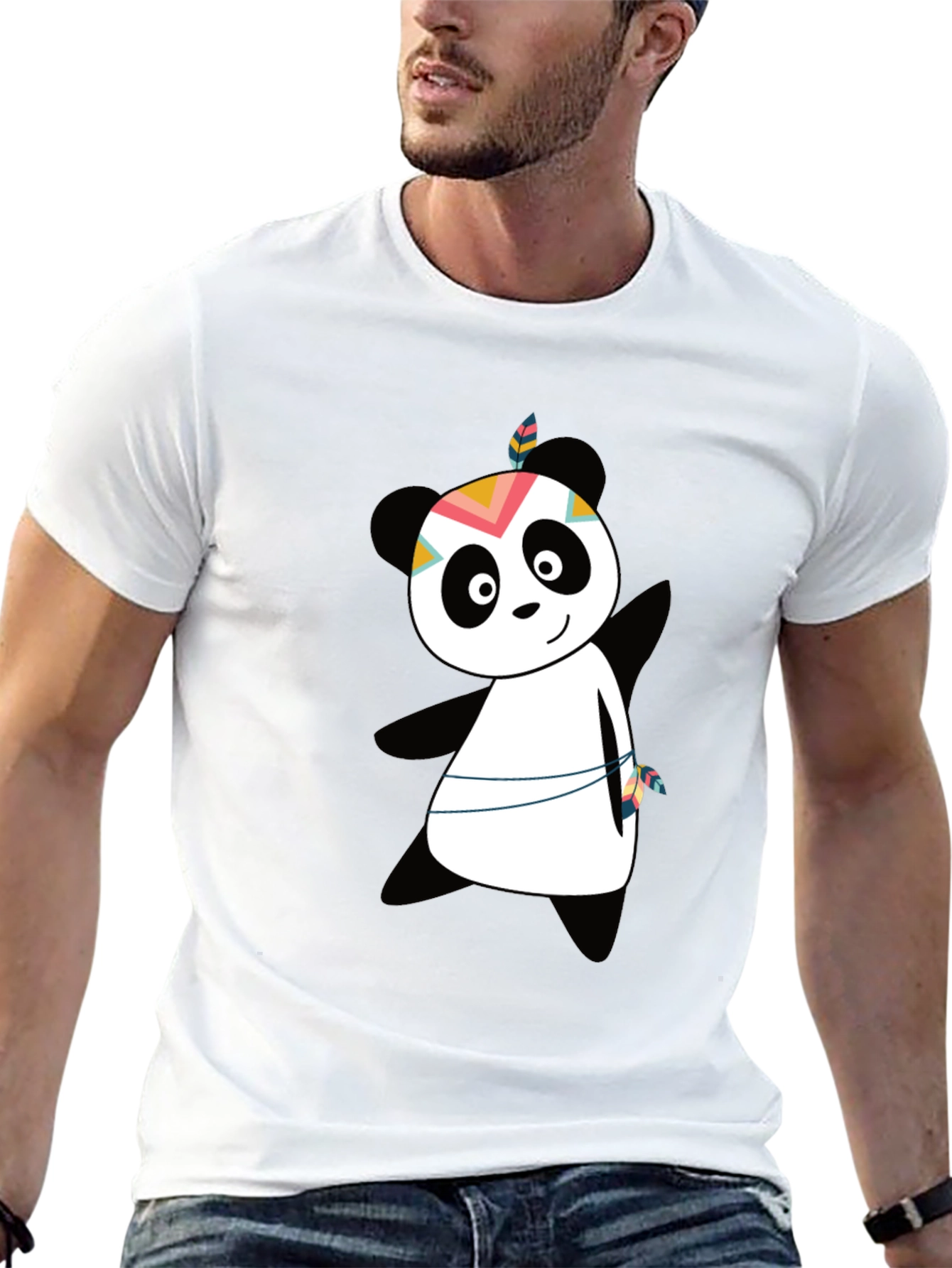 Cute Panda Graphic Tee - Trendy Unisex Black T-Shirt