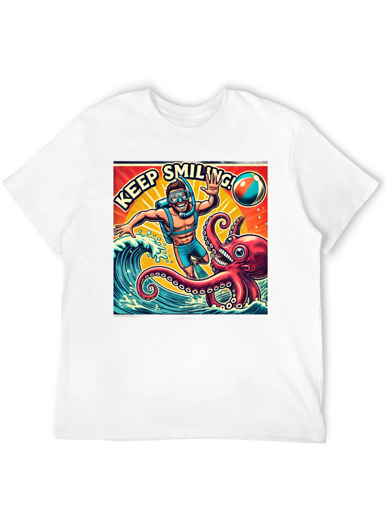 Keep Smiling Scuba Diver Octopus Graphic Tee