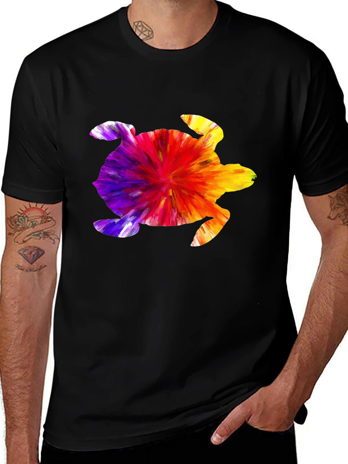 Tie-Dye Turtle Black T-Shirt