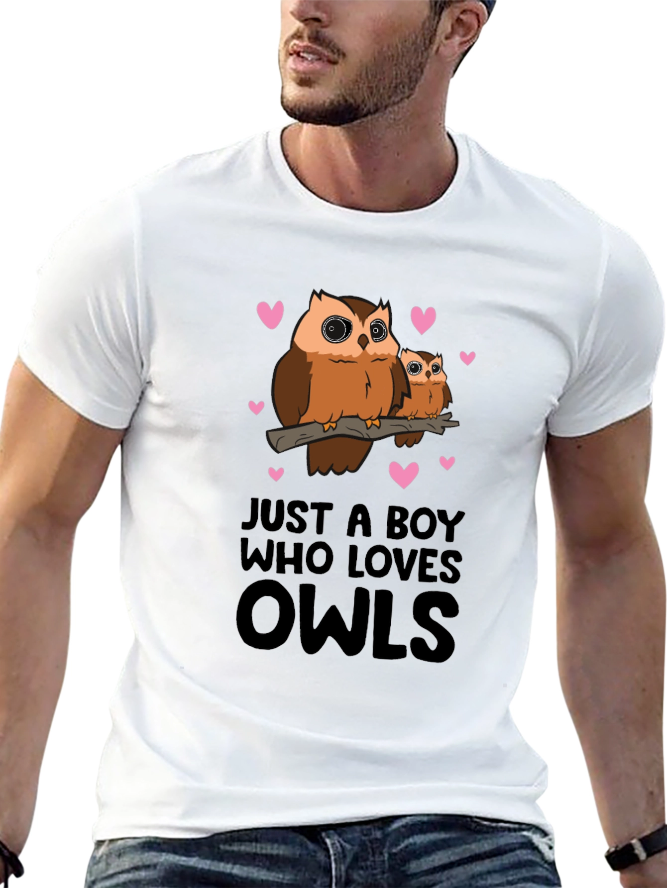 Just A Boy Who Loves Owls Black T-Shirt