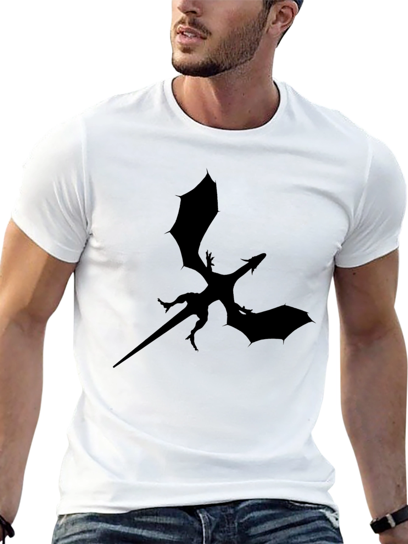 Black Dragon Silhouette Graphic Tee - Mens T-Shirt
