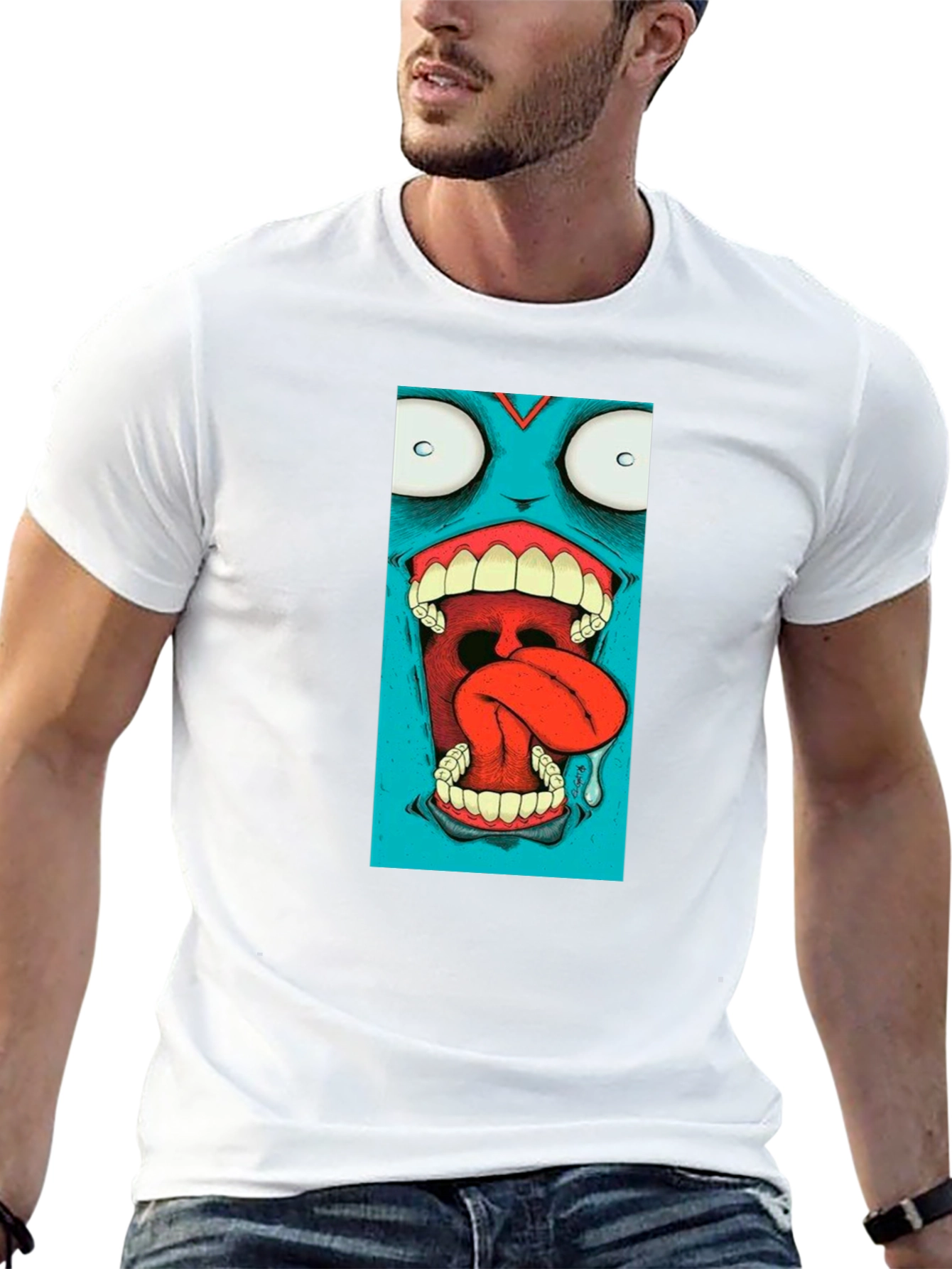 Monster Graphic Print Black T-Shirt