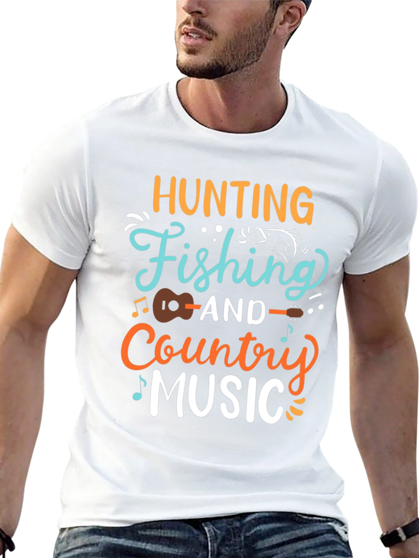 Hunting Fishing Country Music Graphic T-Shirt