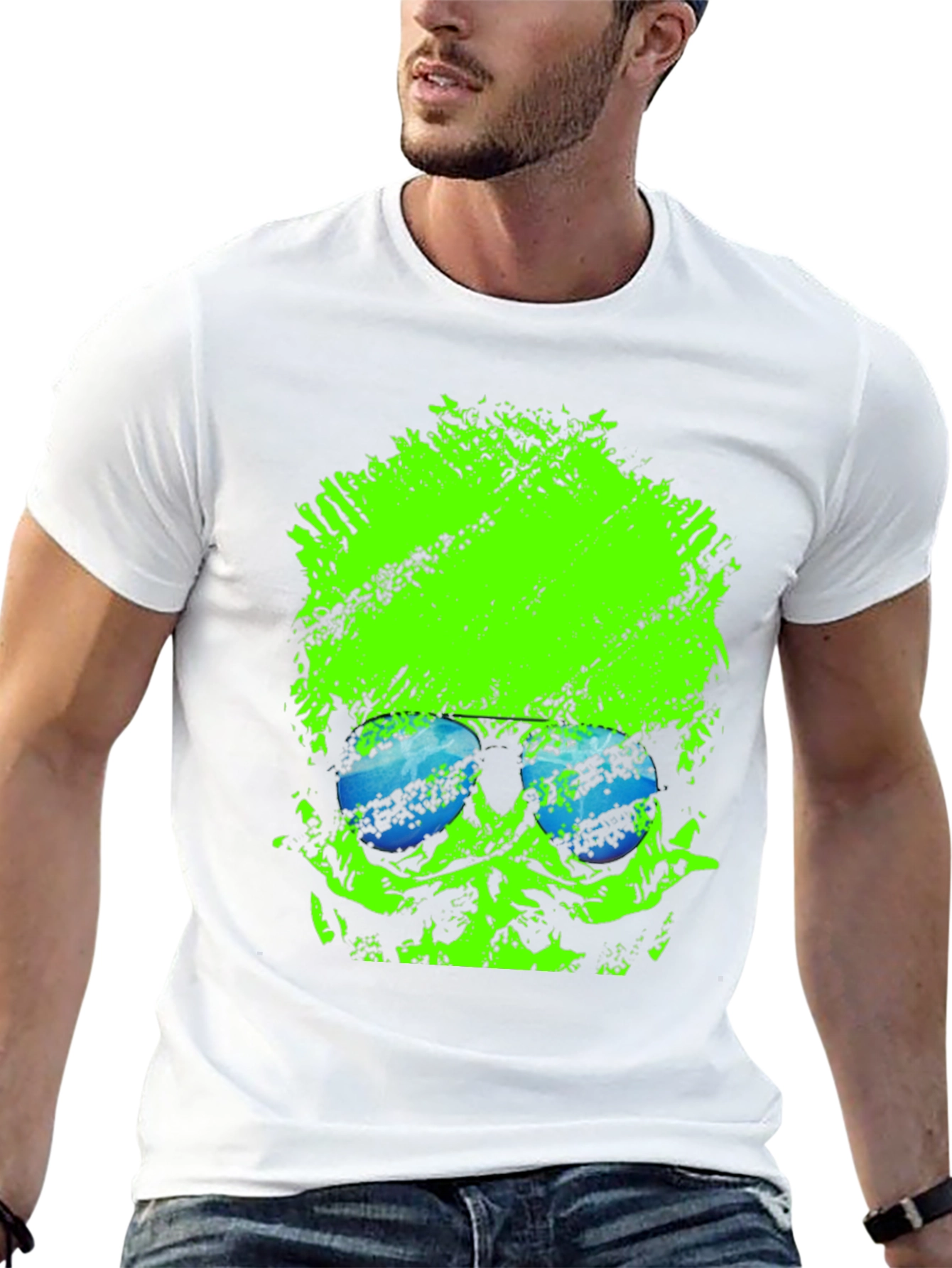 Neon Skull Graphic Black T-Shirt