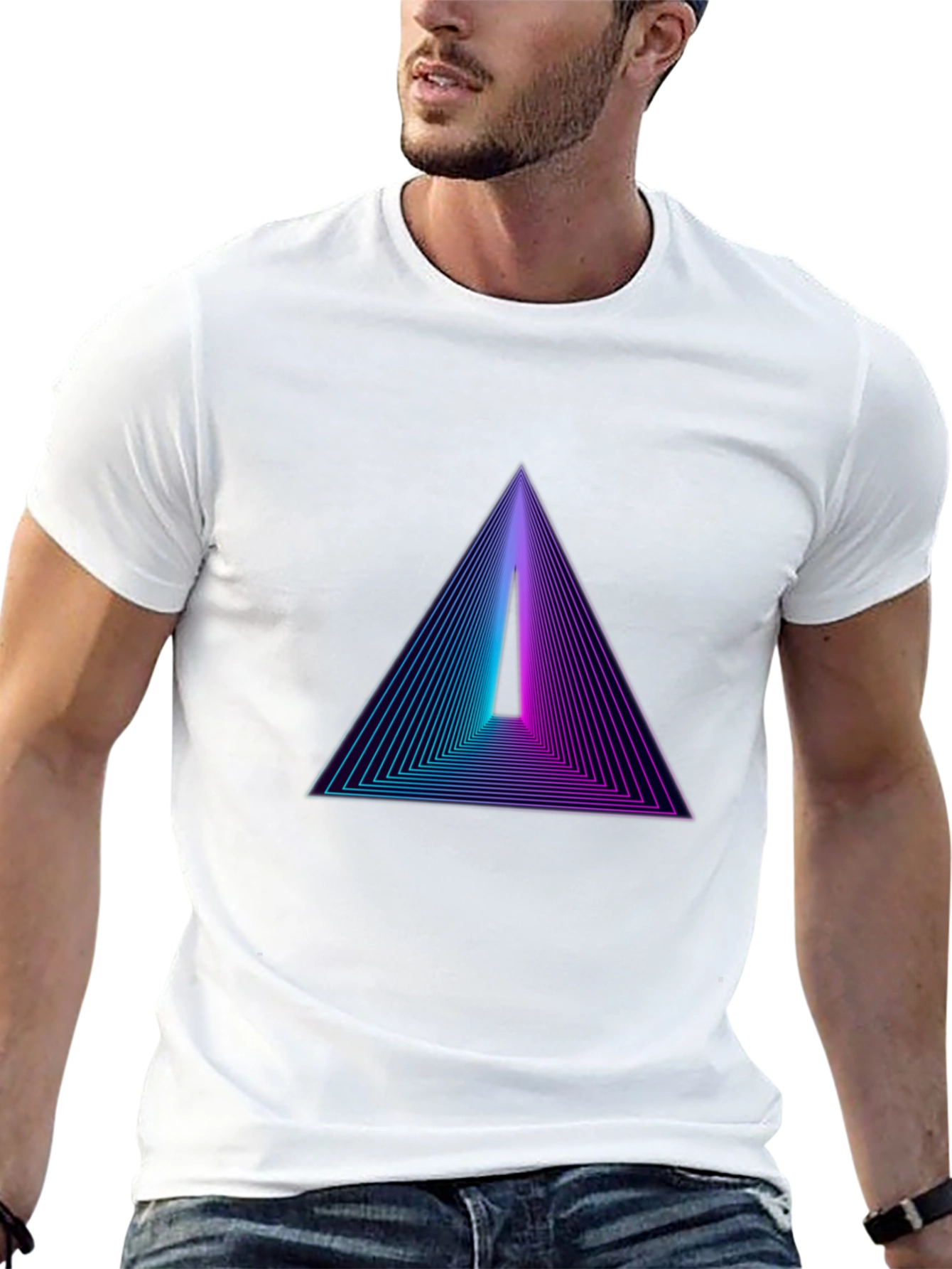 Retro Triangle Graphic Black T-Shirt