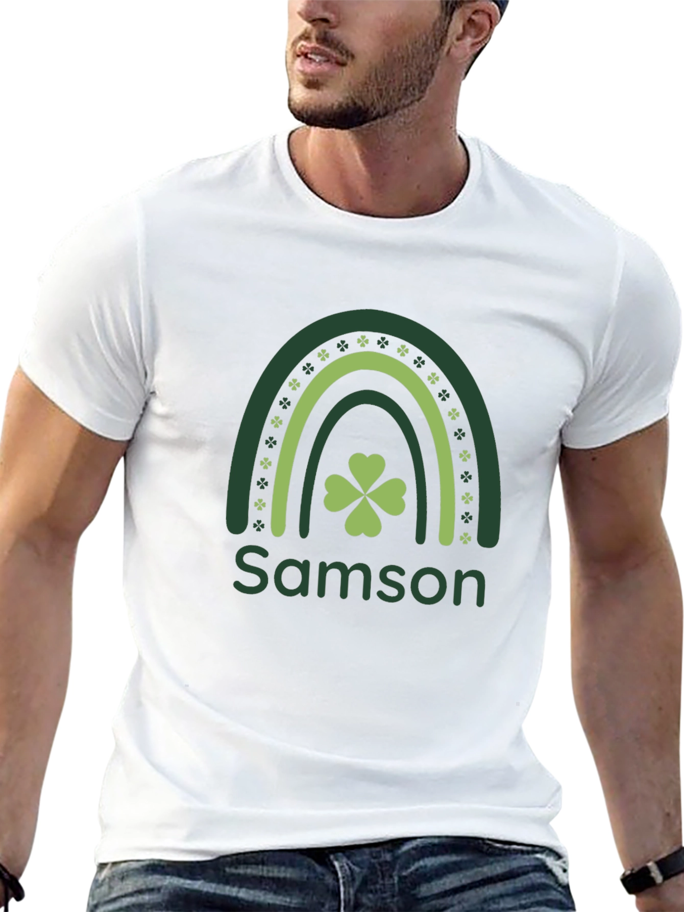Samson St. Patricks Day Rainbow Clover T-Shirt