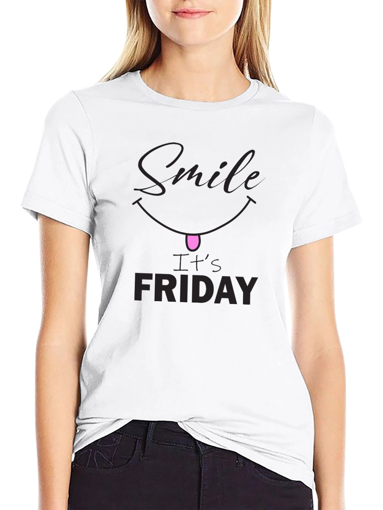 Smile Its Friday Black Graphic Tee