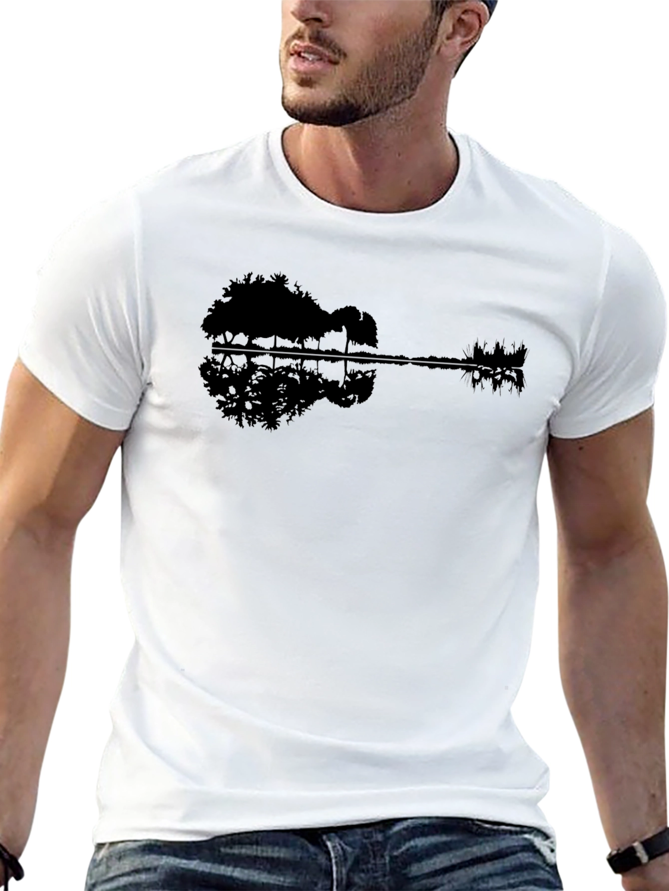 Guitar Landscape Black T-Shirt