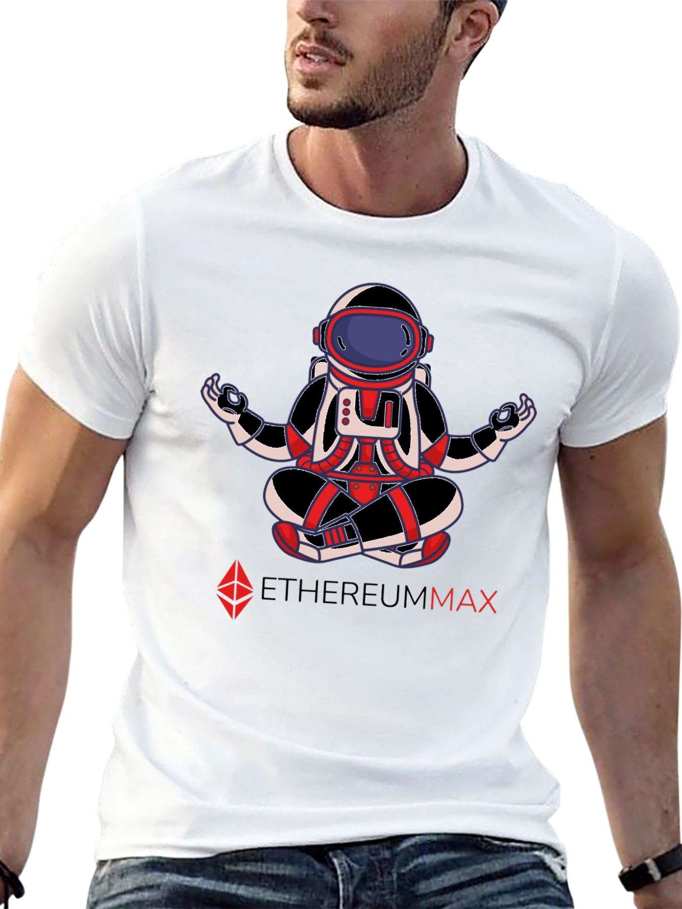 EthereumMax Meditation Astronaut Black T-Shirt