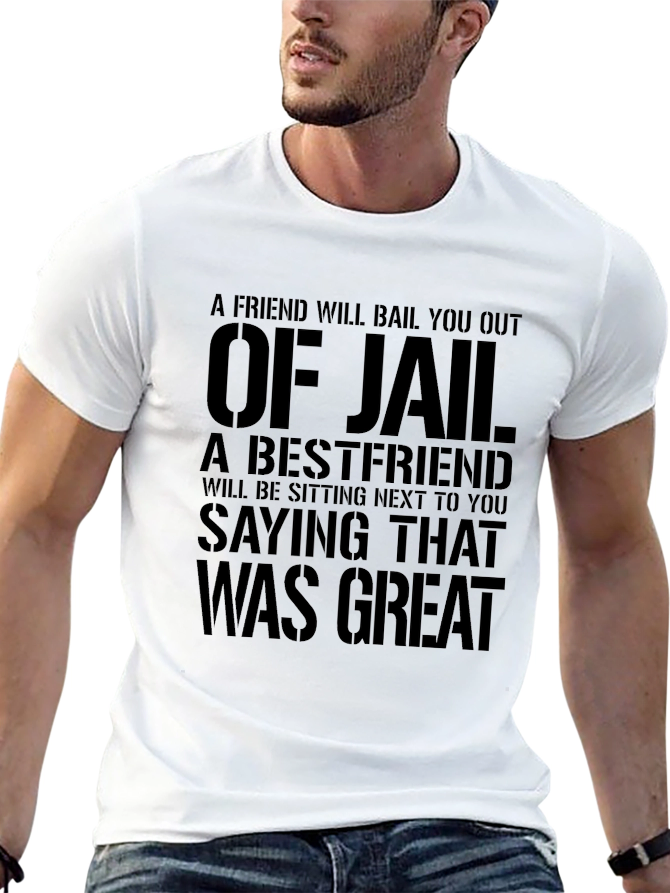 Bestfriend Jail T-Shirt: Funny Mens Graphic Tee
