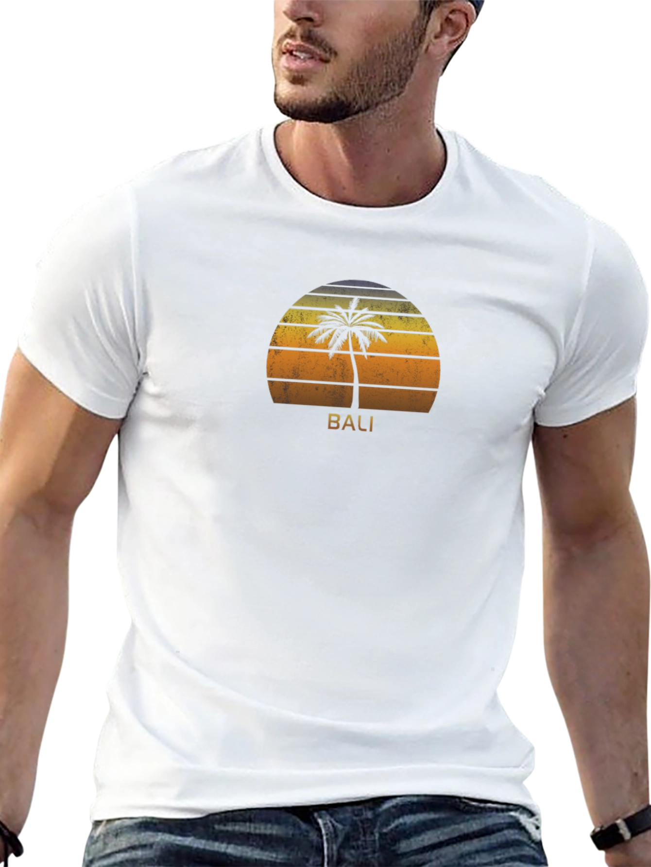 Bali Sunset Palm Tree Graphic Tee