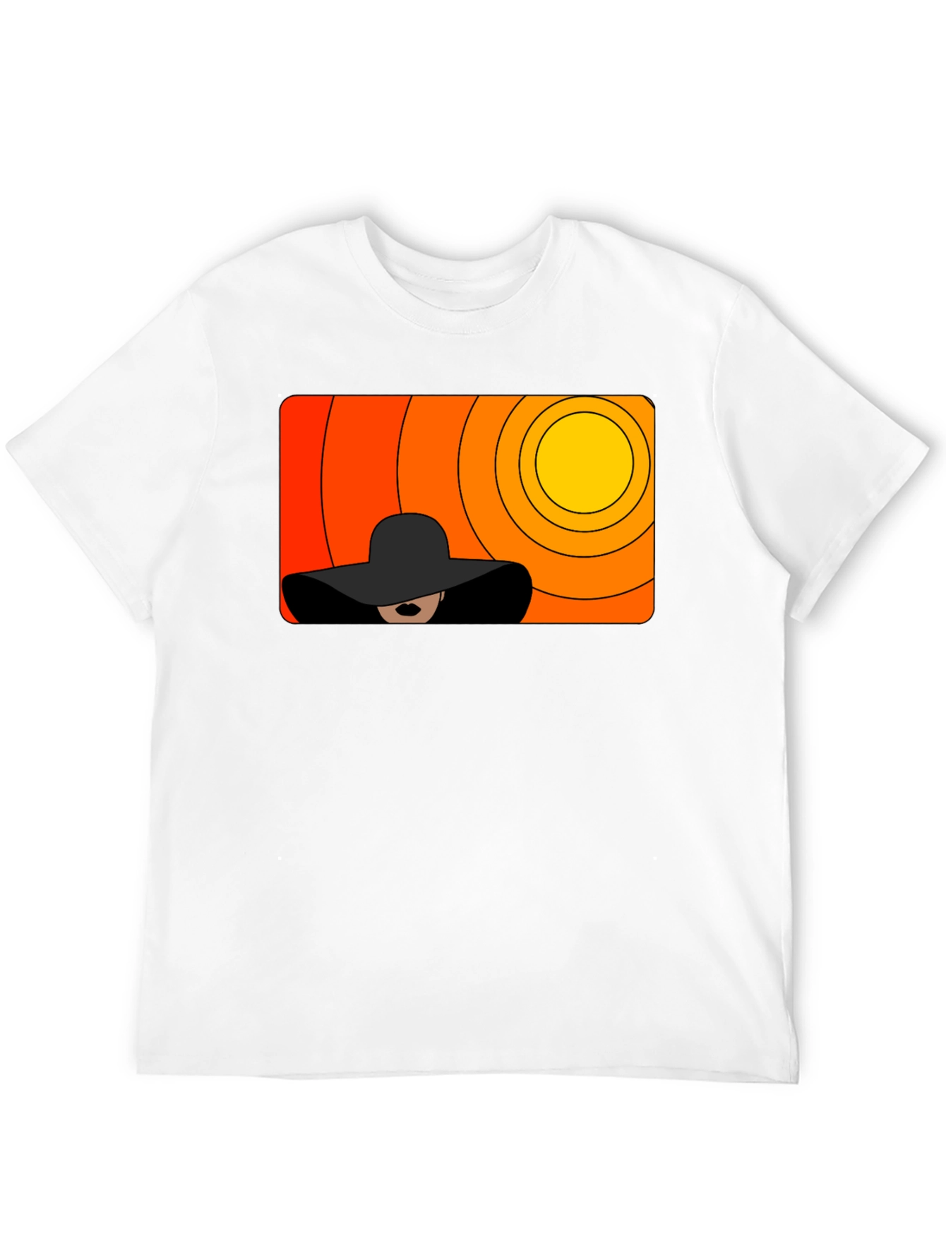 Stylish Black T-Shirt with Abstract Sunset Graphic