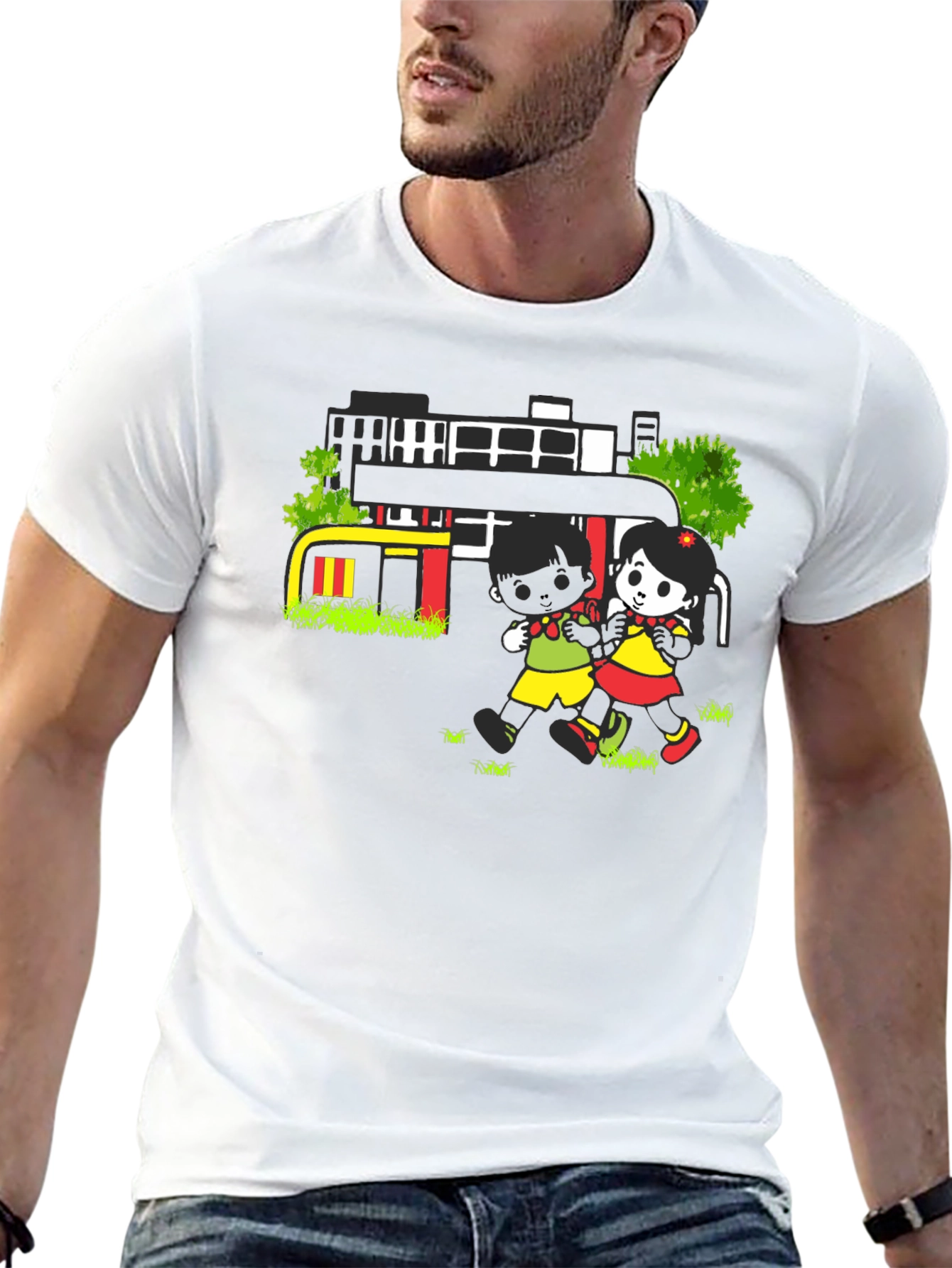 Cartoon Graphic T-Shirt - Back to School Fun!