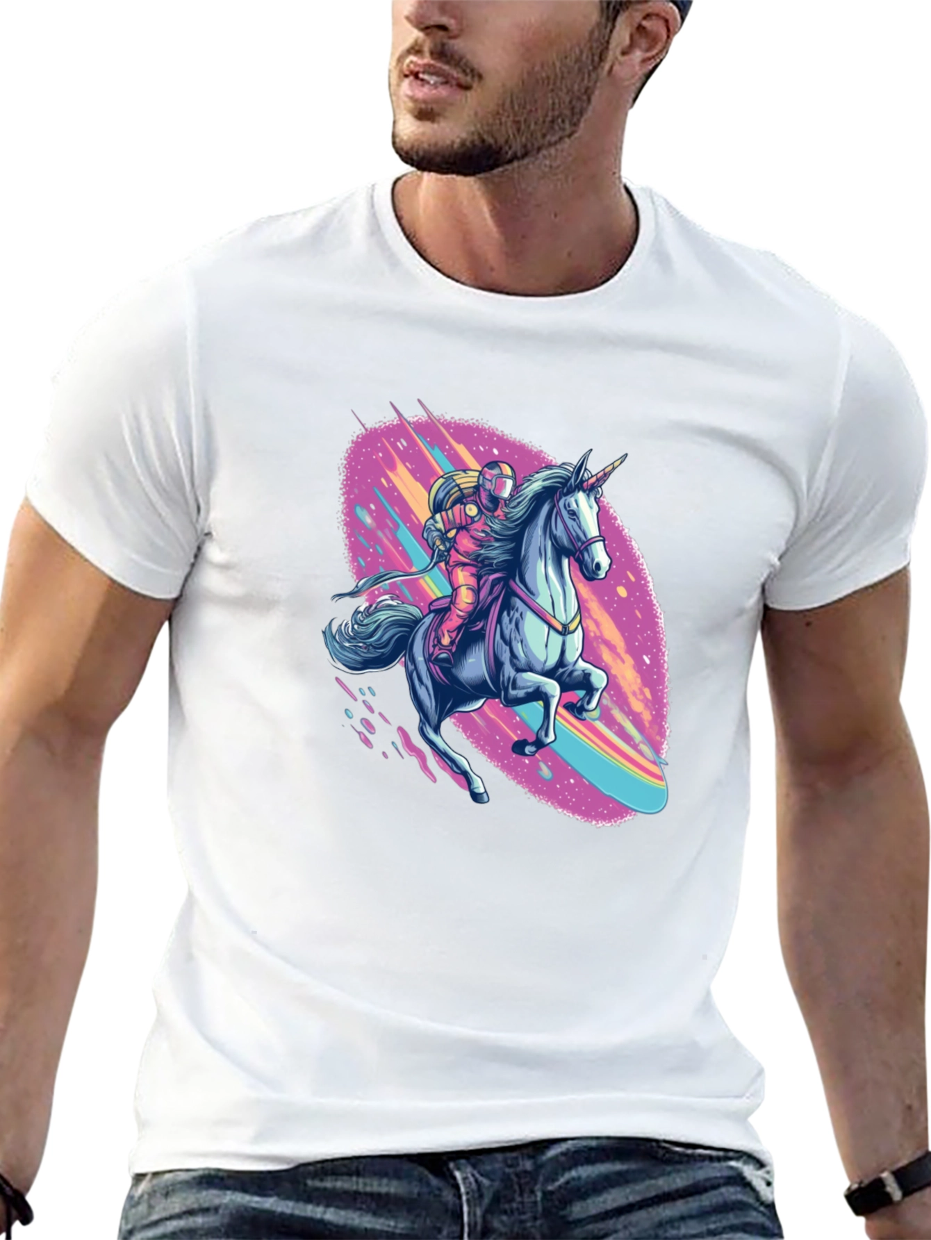 Astronaut Unicorn Ride Black Graphic Tee