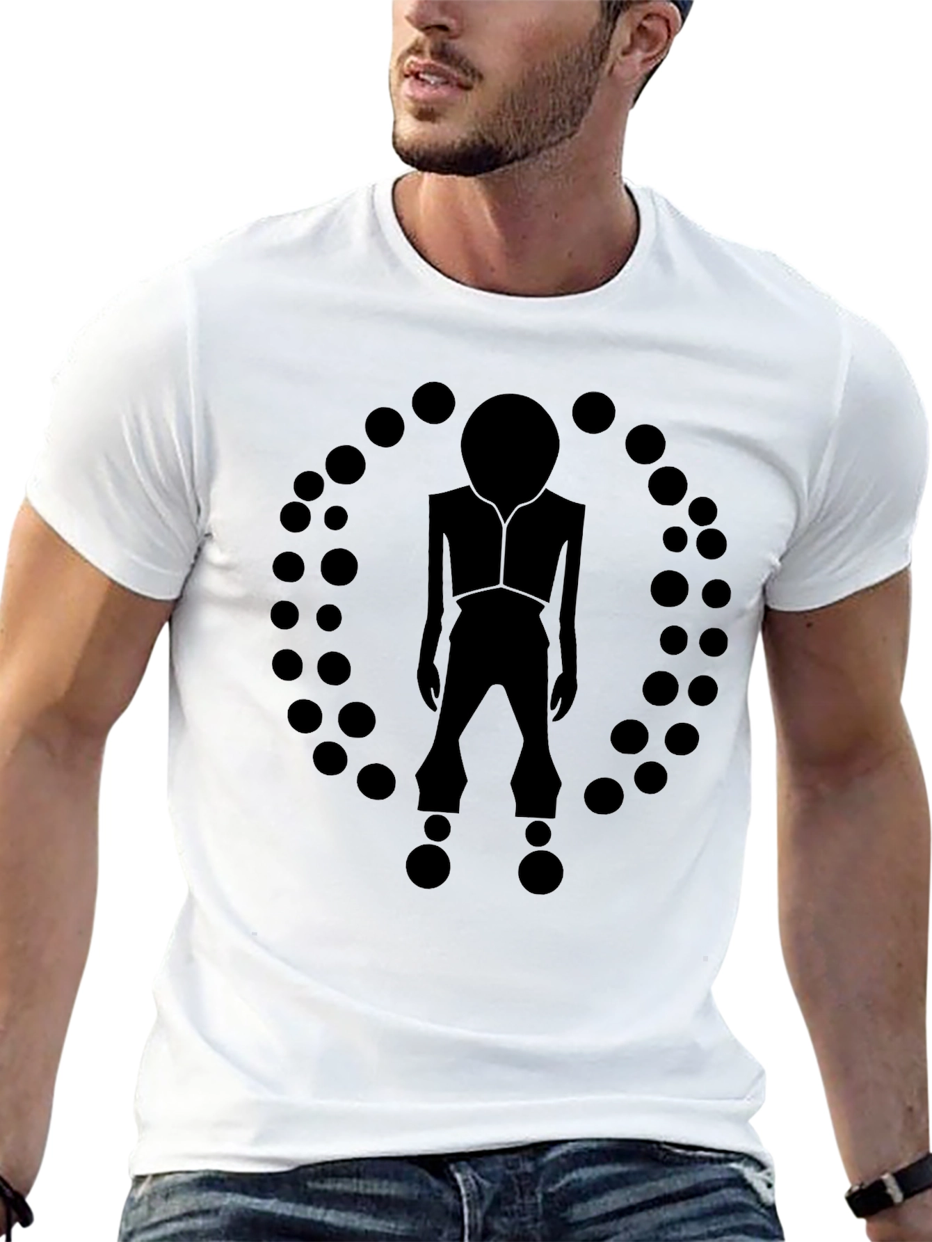 Modern Black Graphic Tee - Abstract Figure