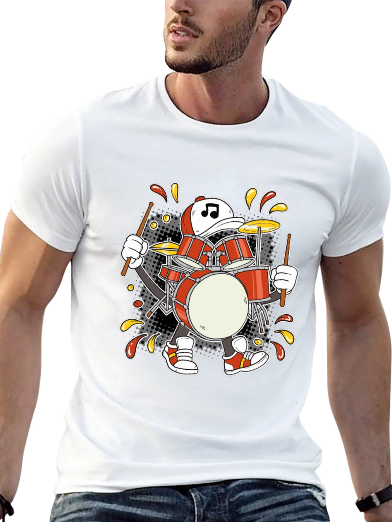 Drummer Cartoon T-Shirt