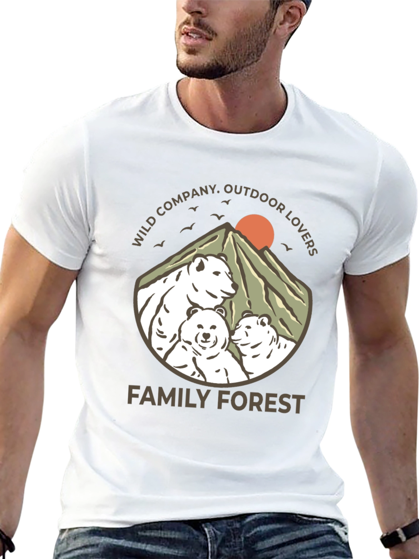 Family Forest Bear Graphic T-Shirt