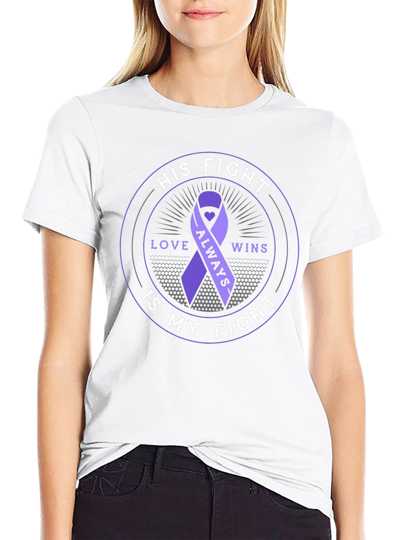 His Fight Is My Fight Purple Ribbon Awareness Tee