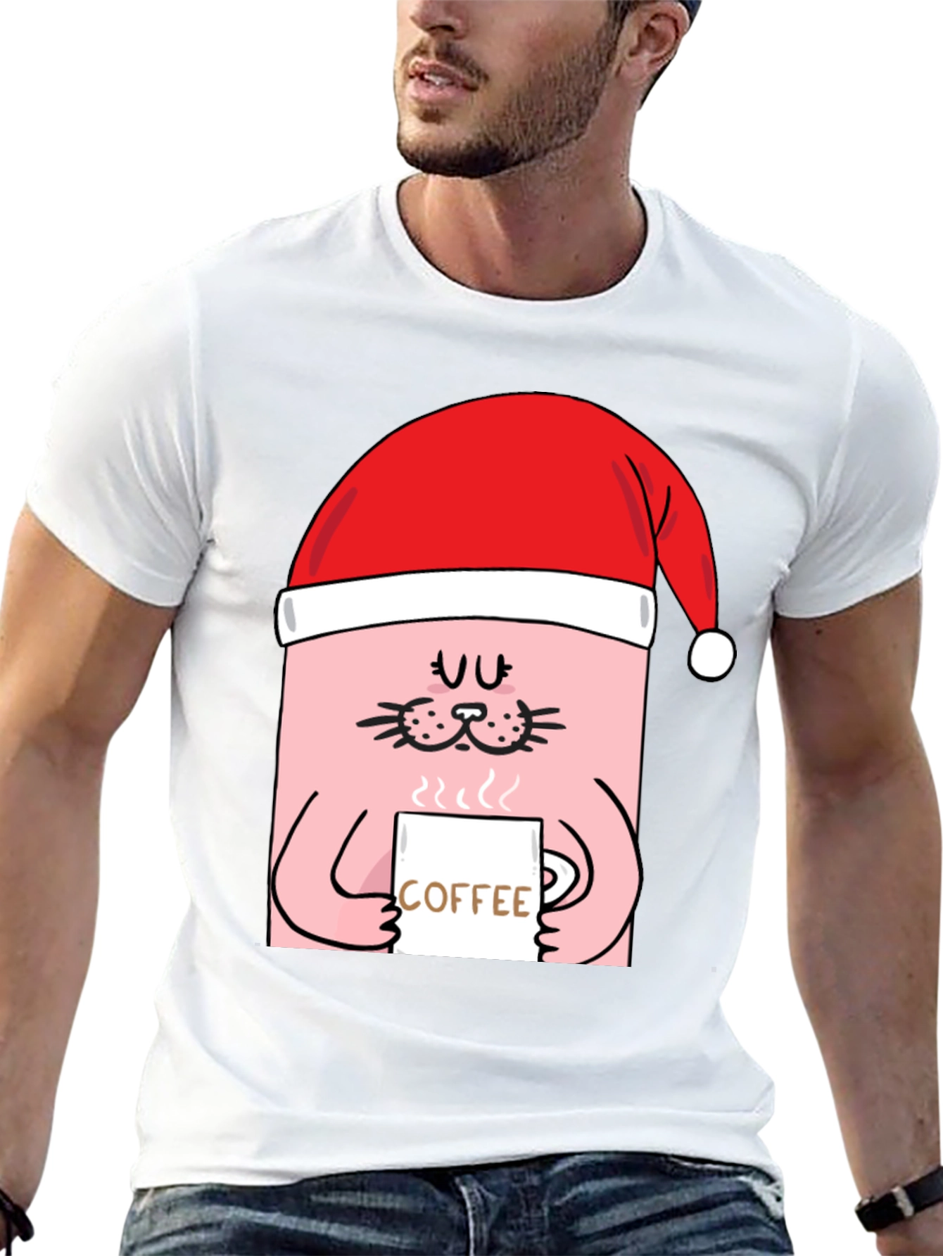 Festive Cat Coffee T-Shirt