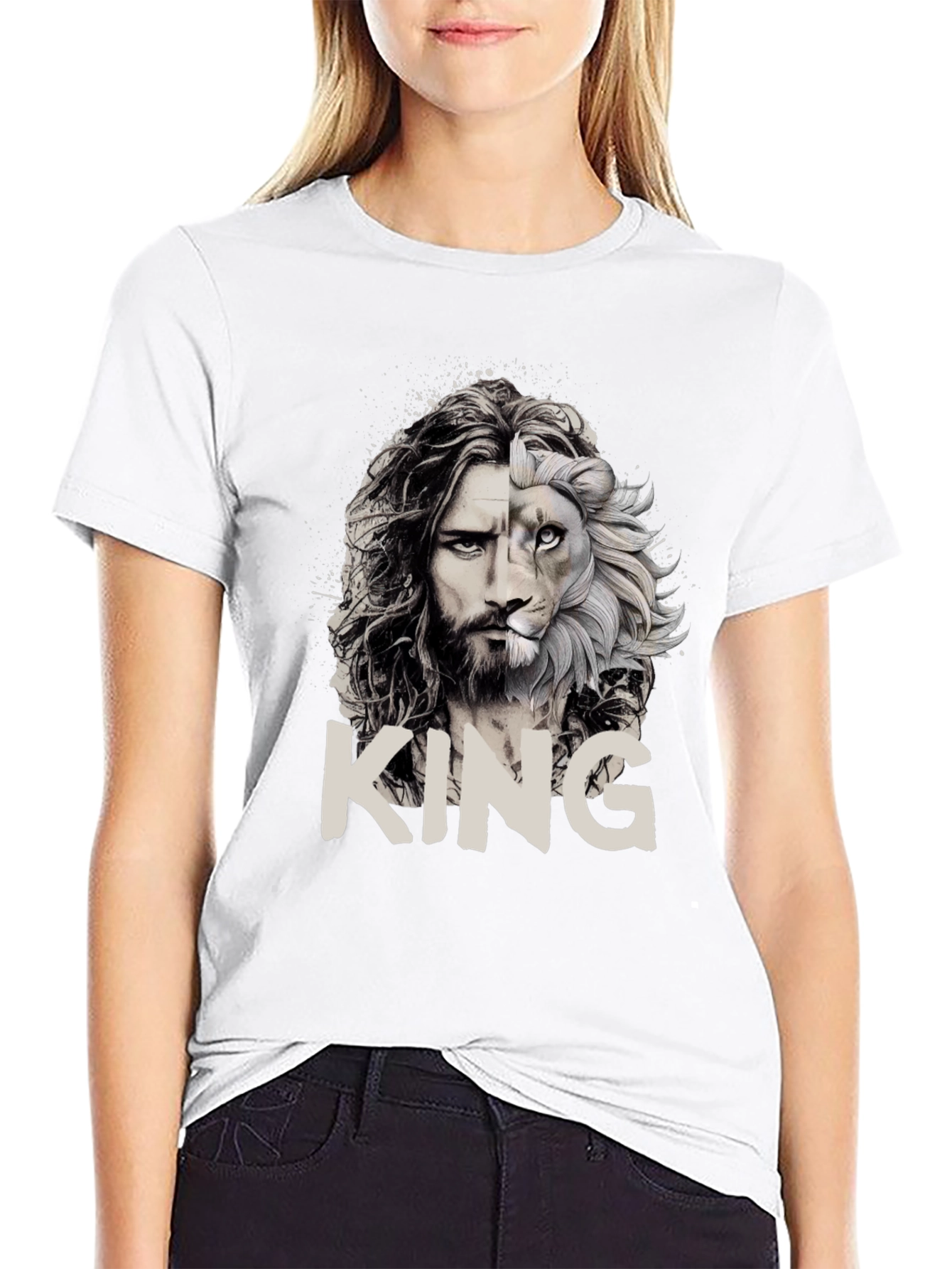 King Lion Face Graphic Black T-Shirt