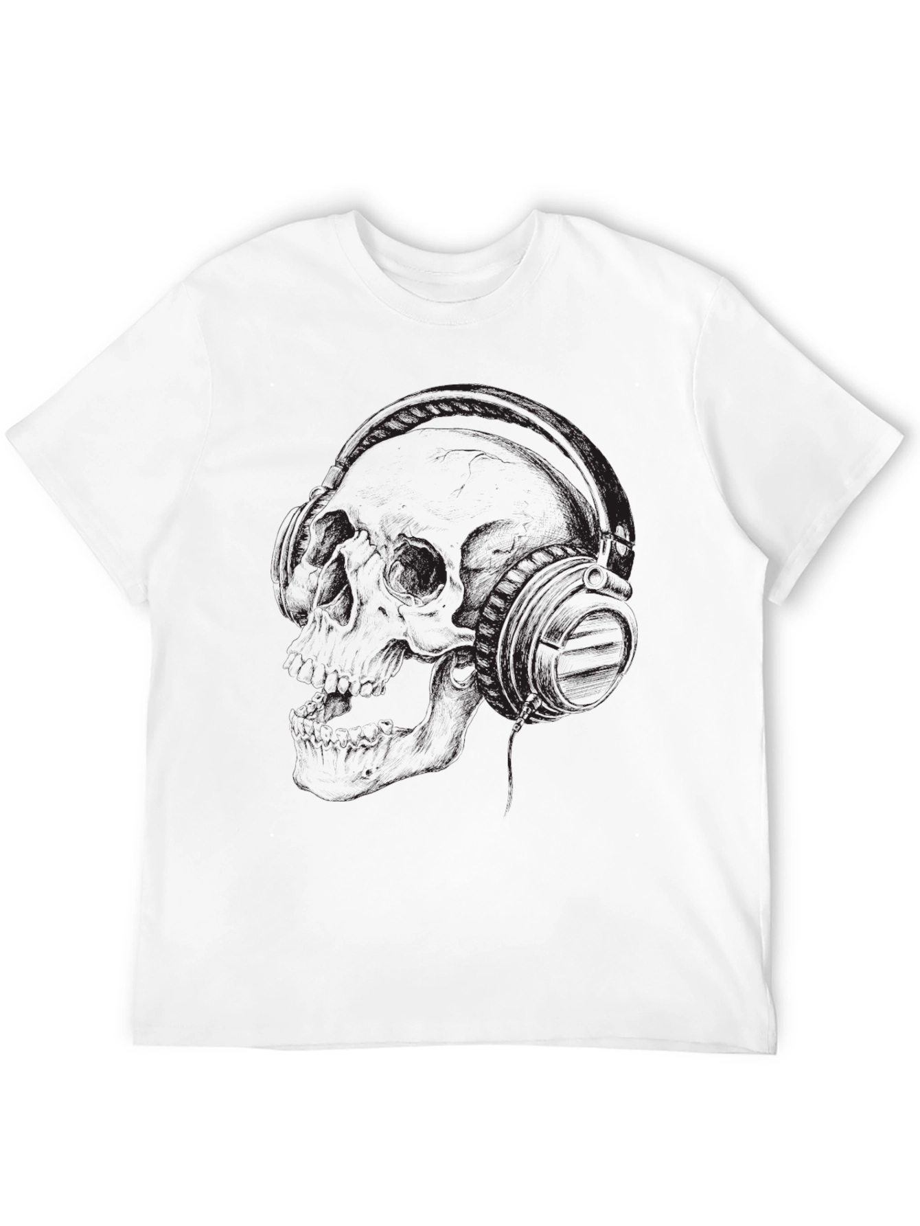 Skull and Headphones Graphic T-Shirt - Dark Style