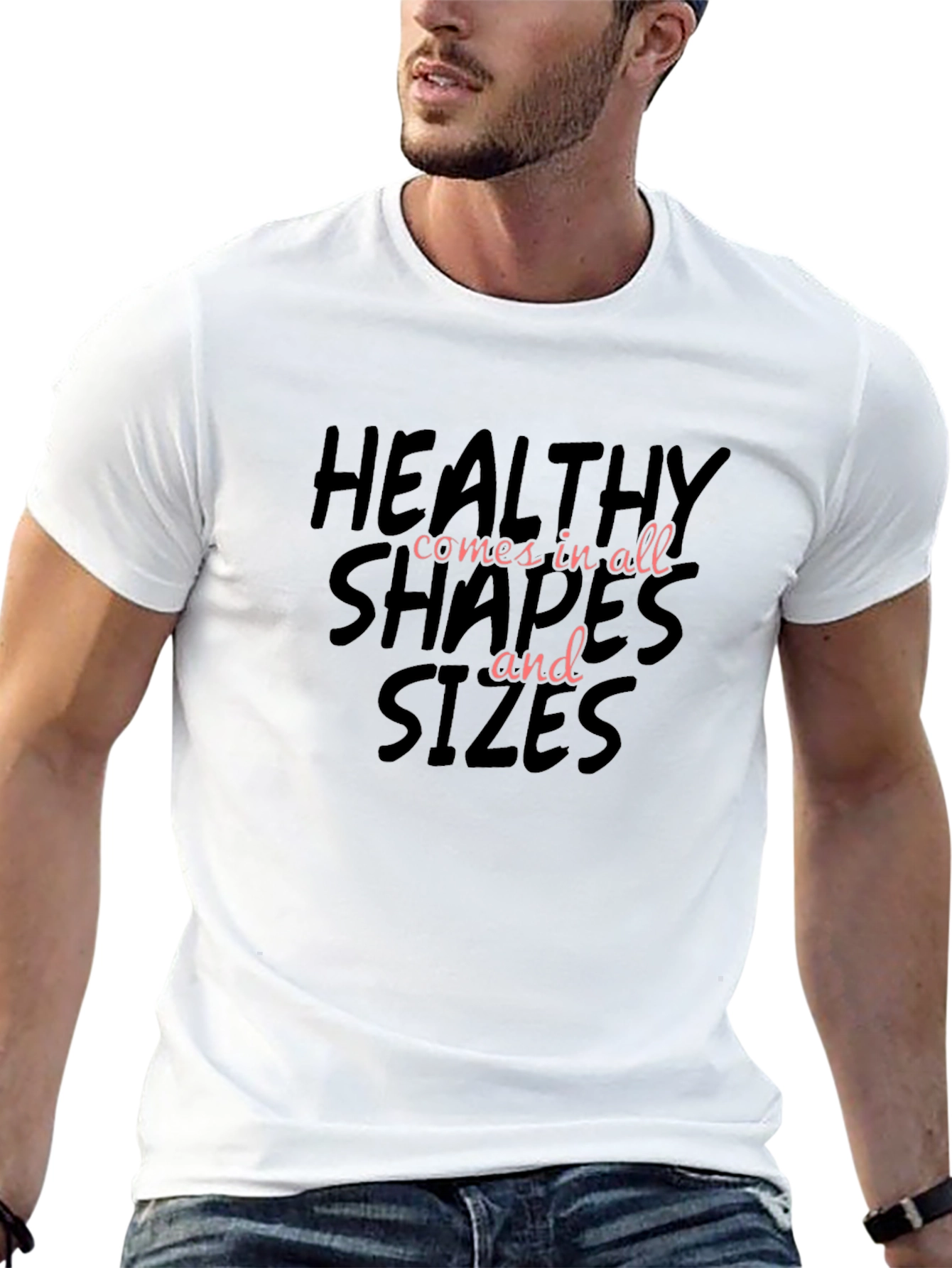 Inclusive Black T-Shirt: Healthy Shapes & Sizes