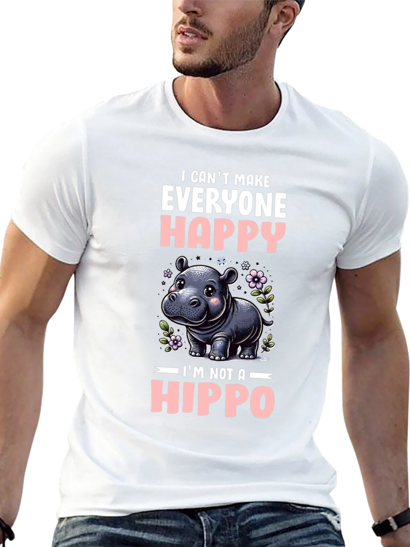 Funny Hippo Graphic T-Shirt