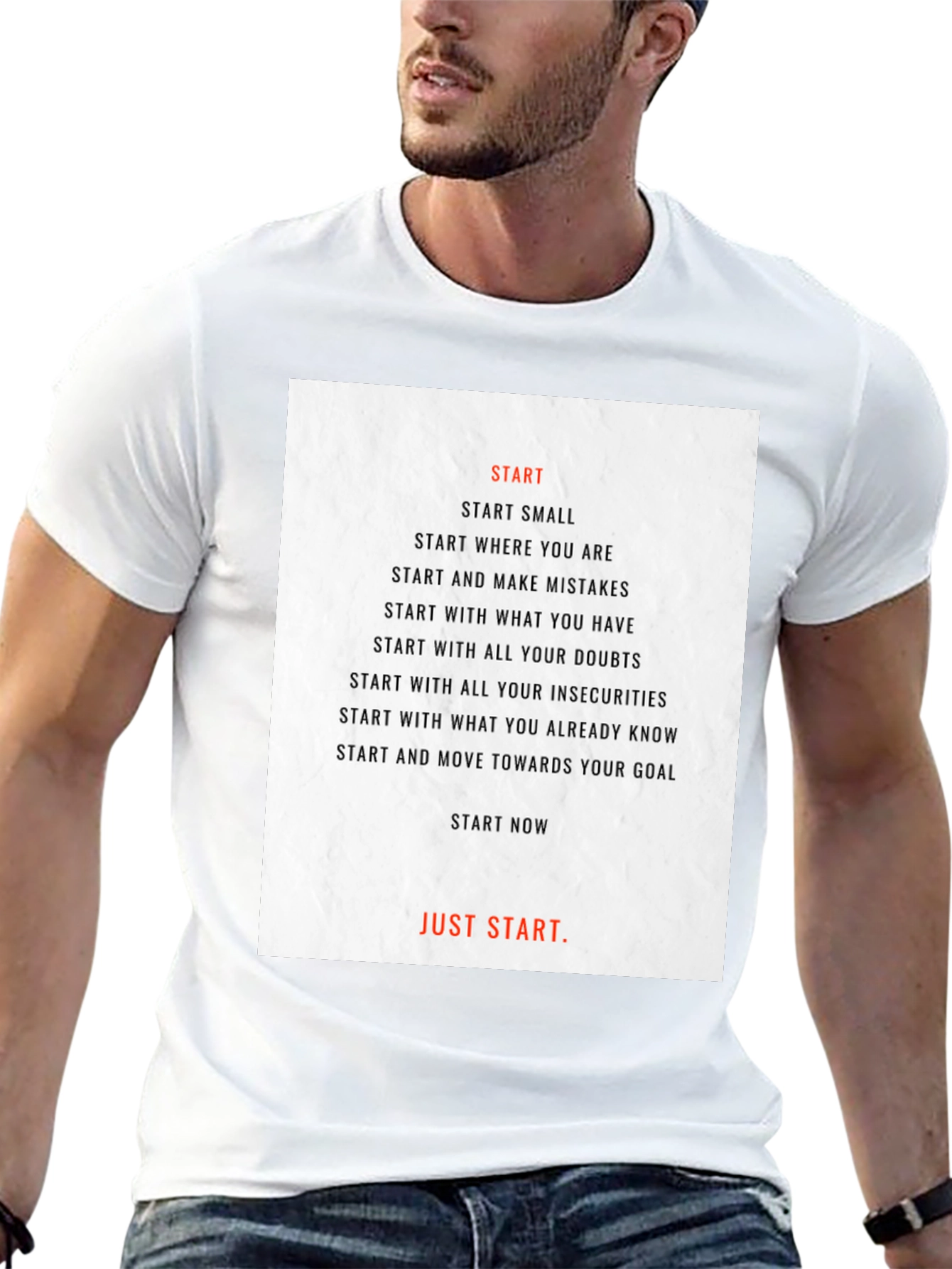 Motivational Start Graphic T-Shirt - Black