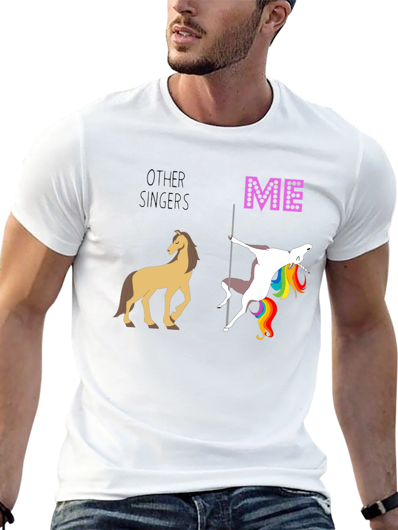 Funny Singer T-Shirt: Unicorn Pole Dance