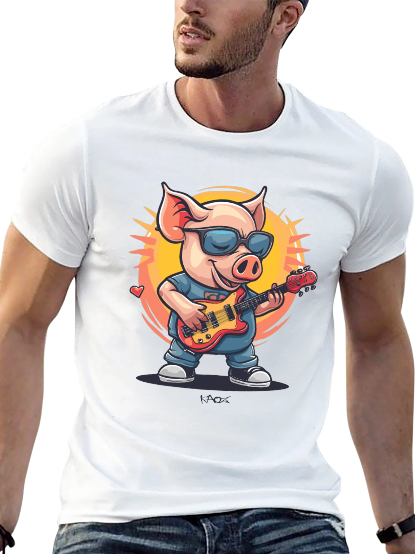 Cool Pig Rocking Guitar T-Shirt