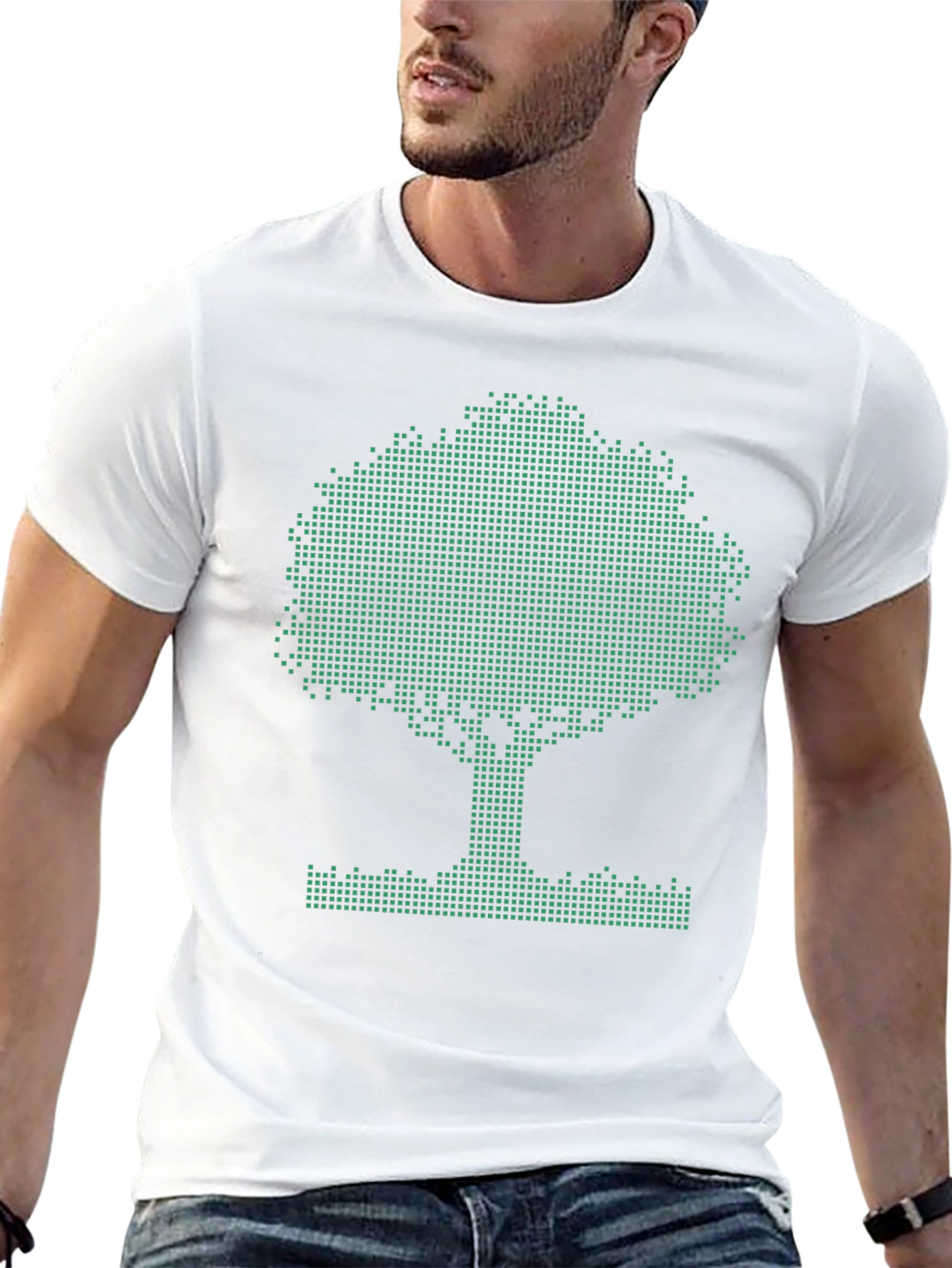 Pixel Tree Graphic Tee - Eco-Friendly Style