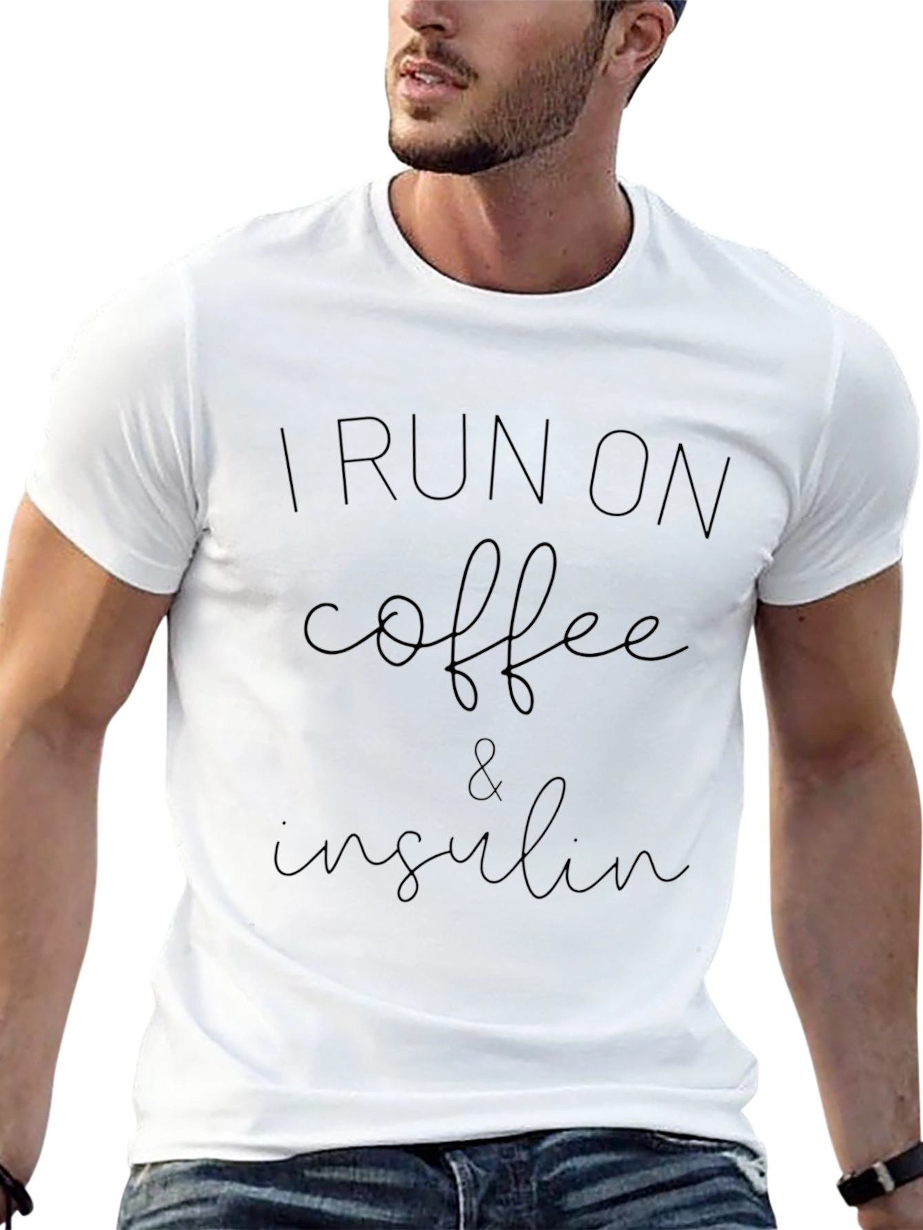 I Run on Coffee & Insulin Black T-Shirt
