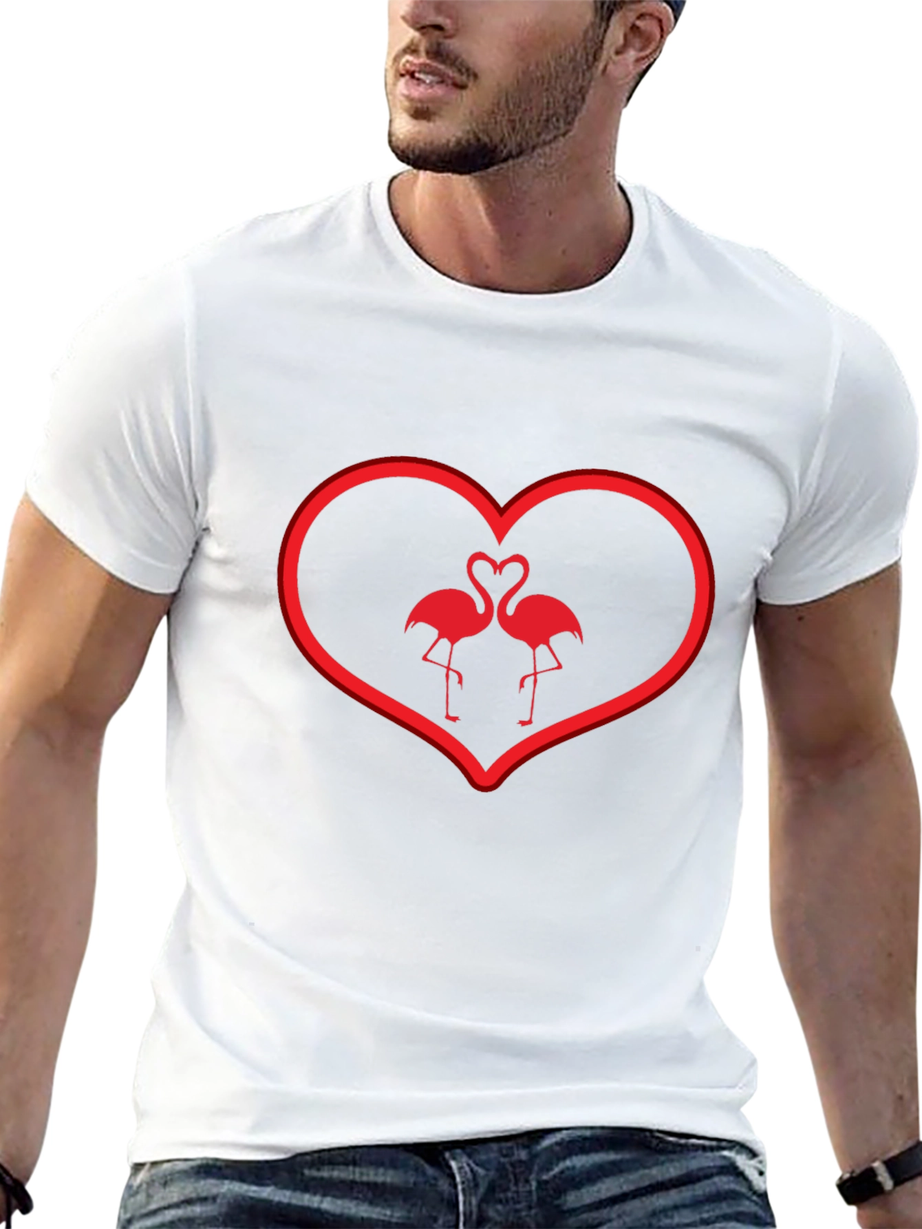 Flamingo Love T-Shirt - Heart Valentines Day Tee