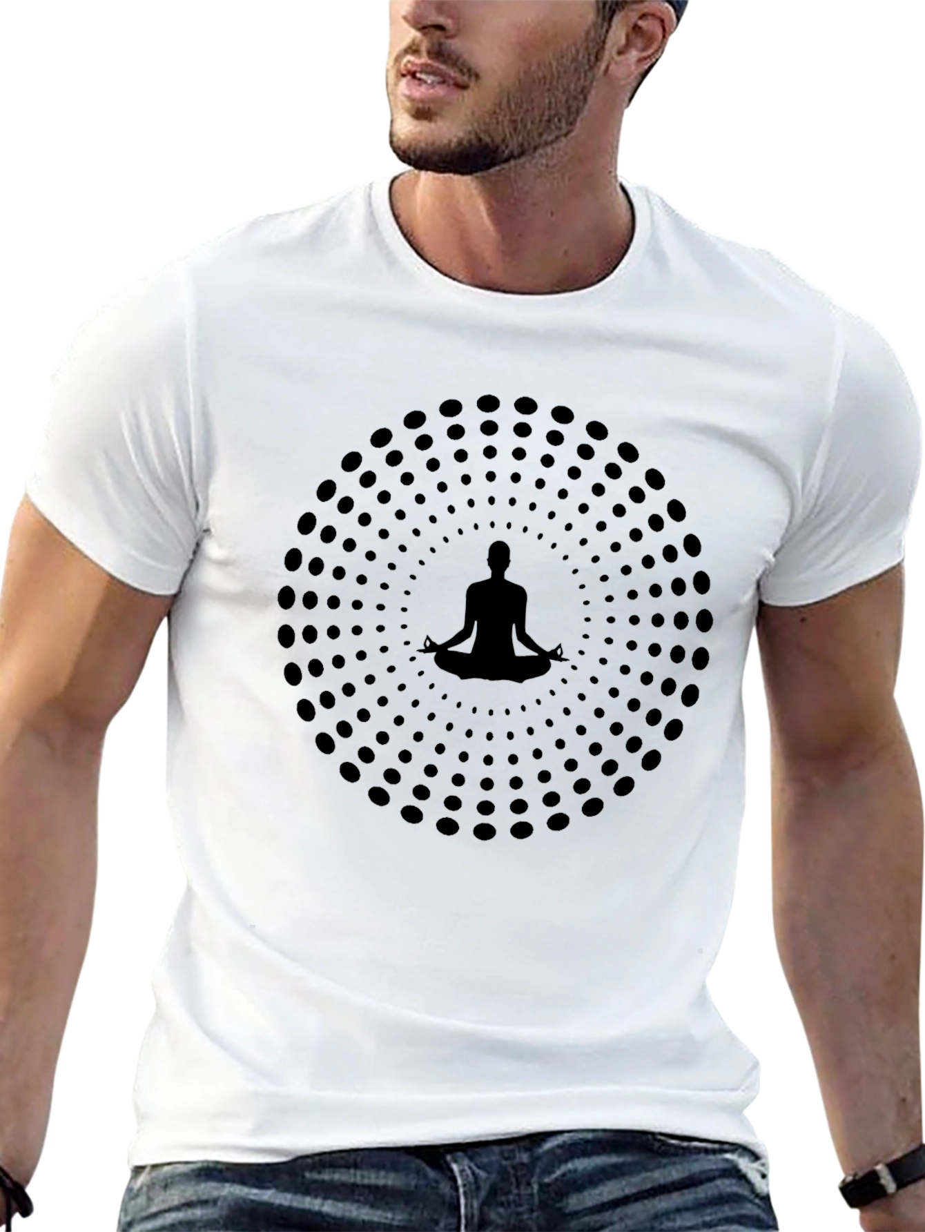 Zen Meditation Graphic Tee - Black Cotton Blend