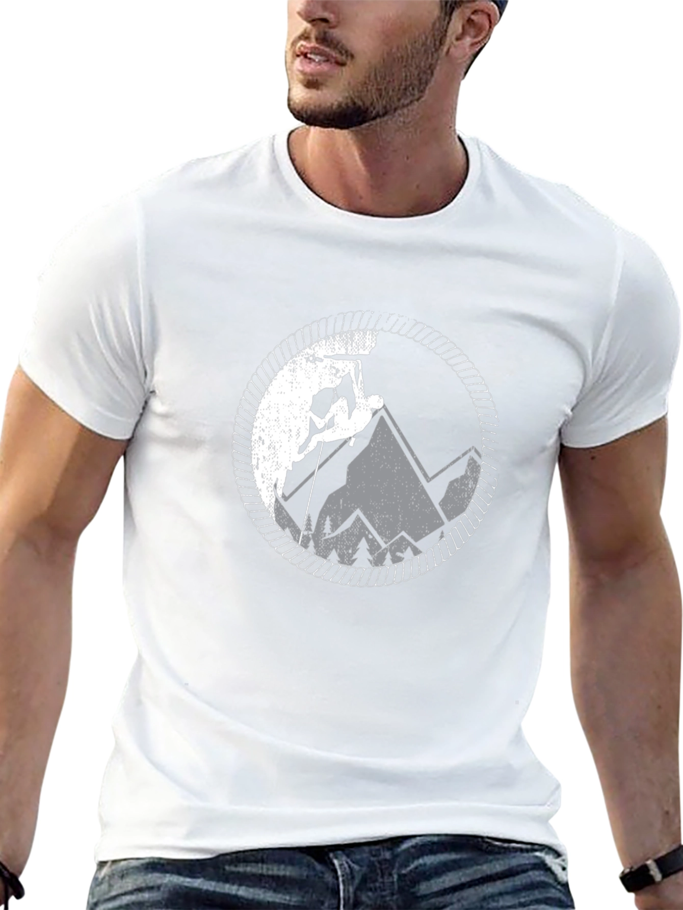Climbing Mountain Graphic Tee - Black Cotton T-Shirt
