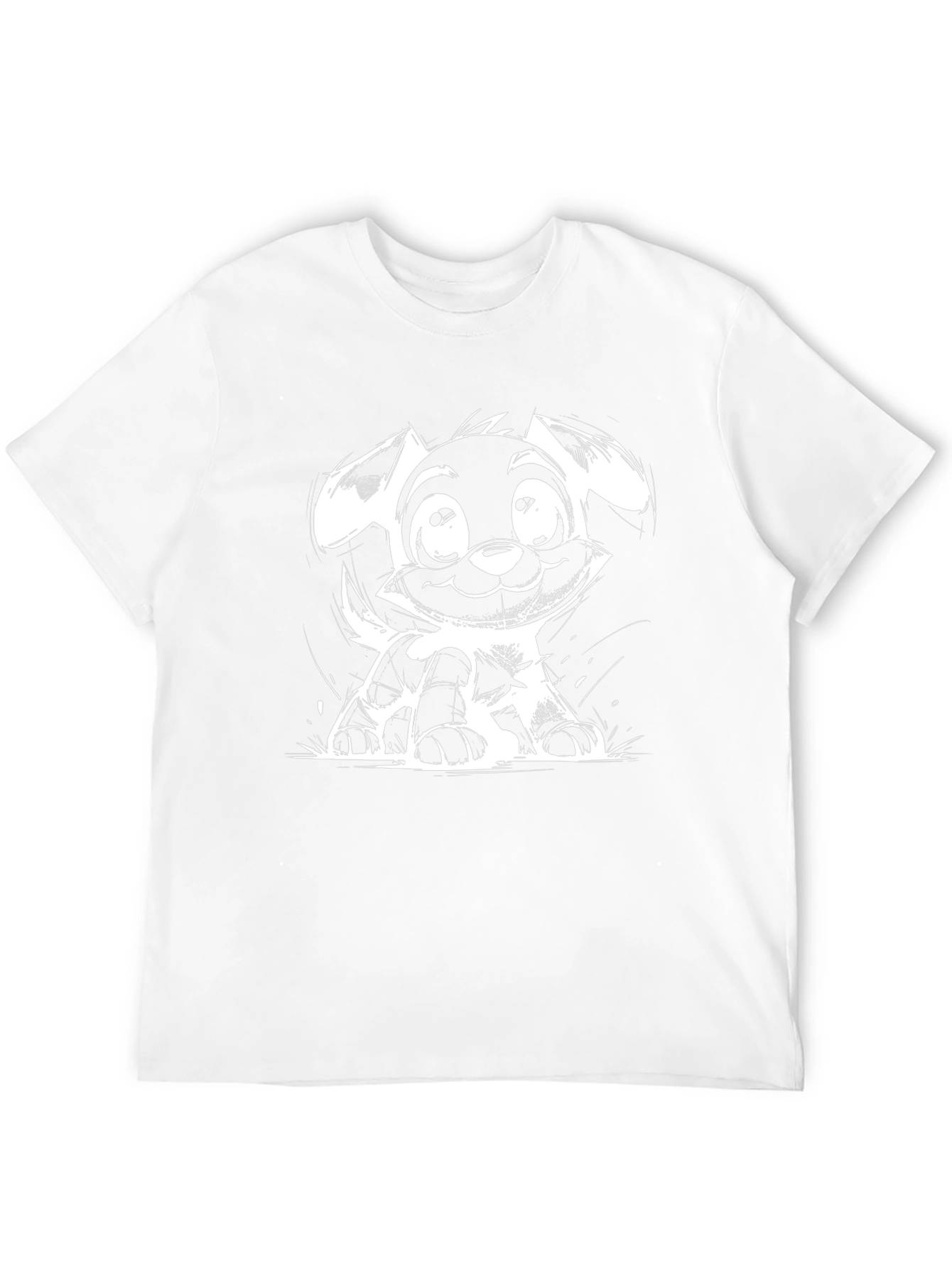 Cute Puppy Sketch Black T-Shirt