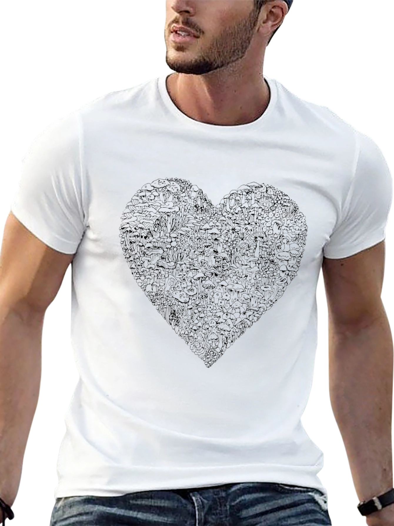 Heart Doodle Black T-Shirt