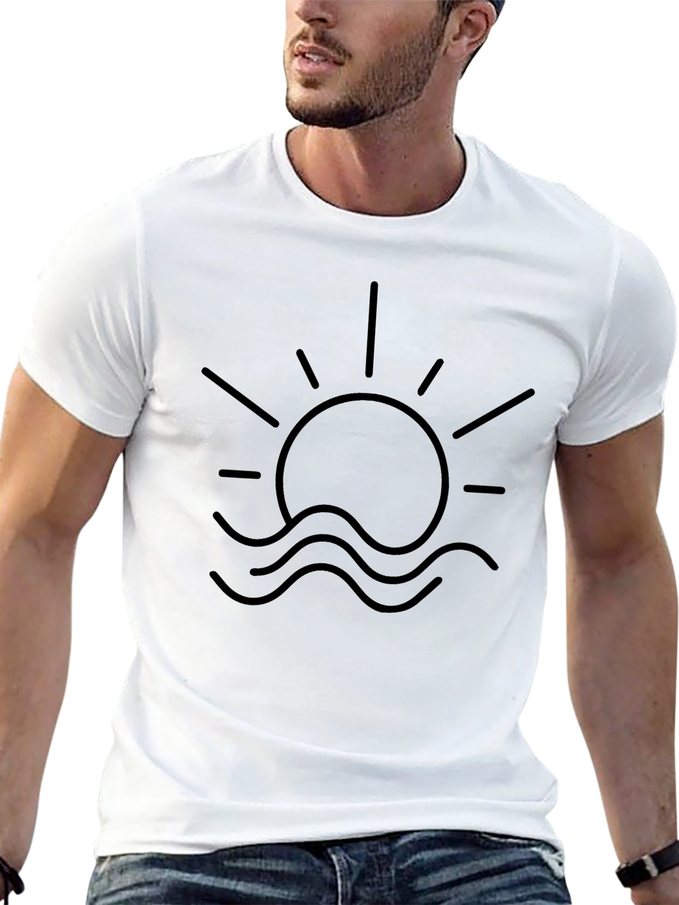 Sun & Waves Graphic Black T-Shirt