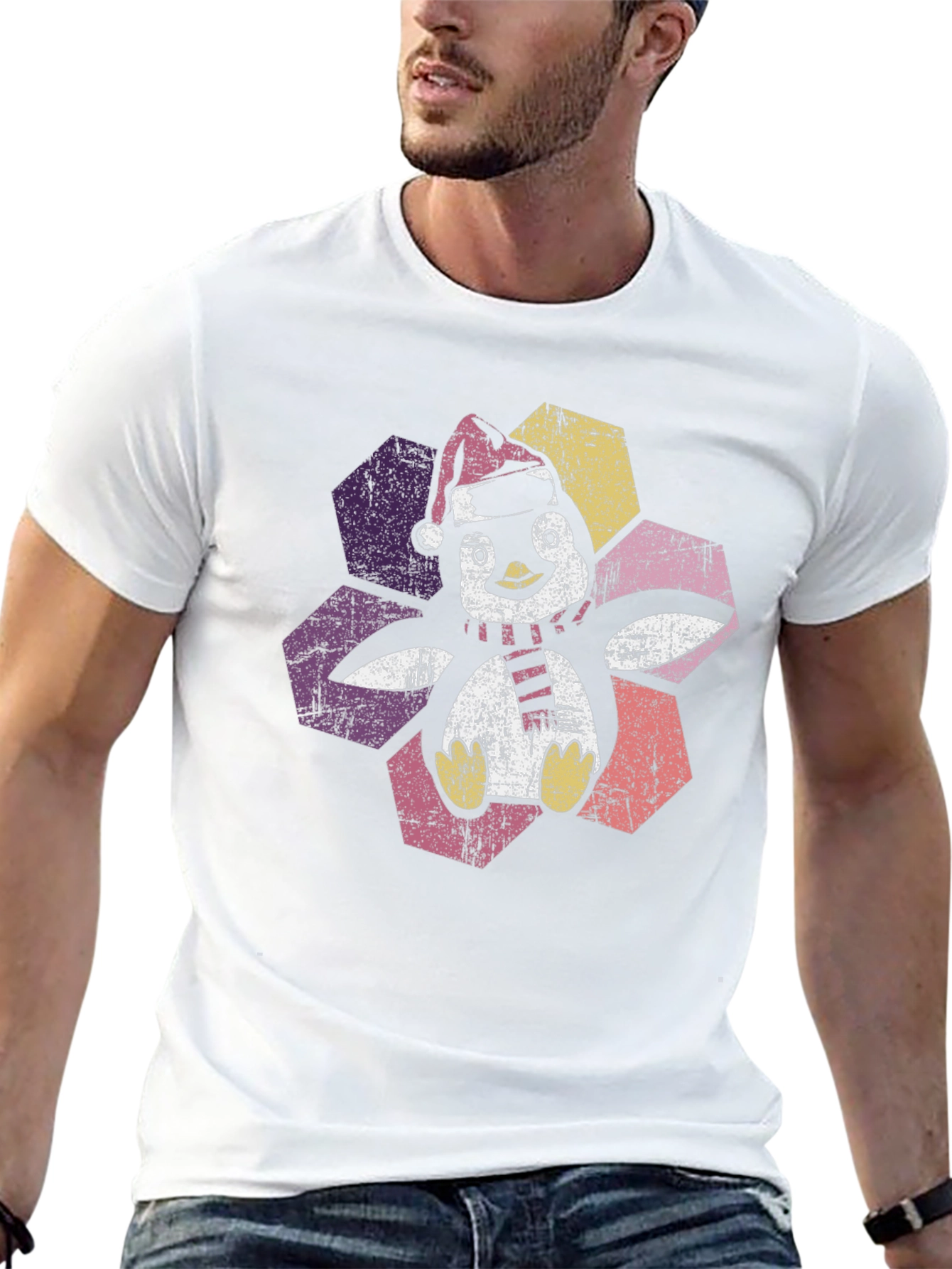Festive Penguin Graphic Tee - Holiday Cheer
