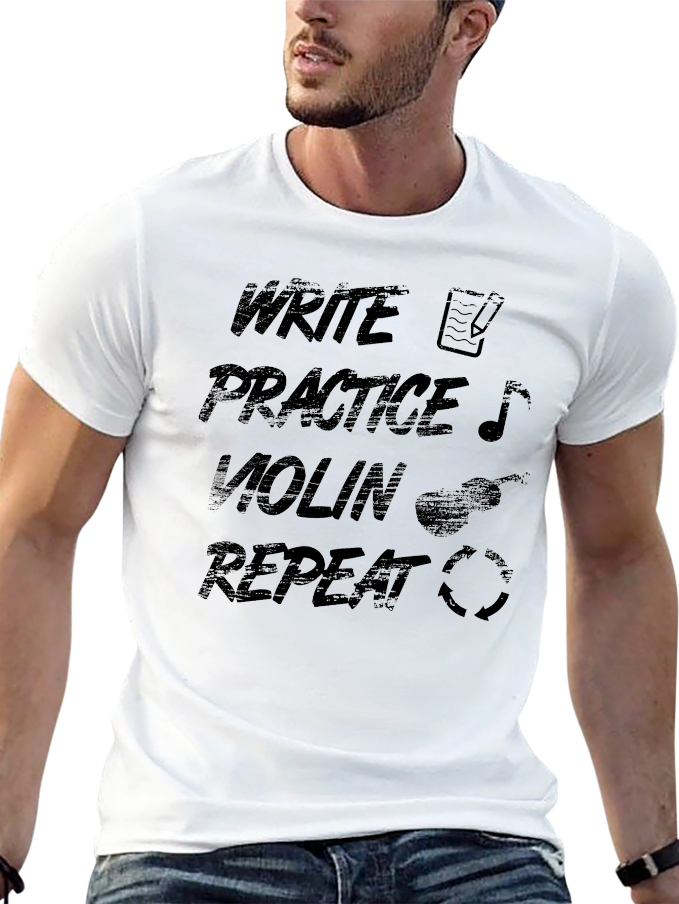 Write Practice Violin Repeat Black T-Shirt