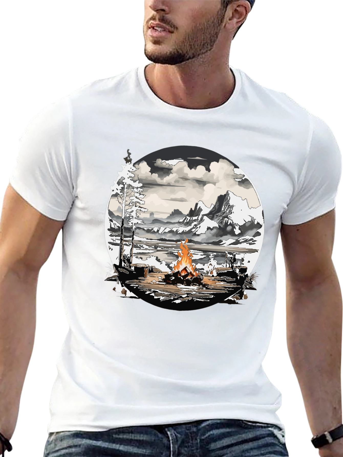 Camping Fire Graphic Tee