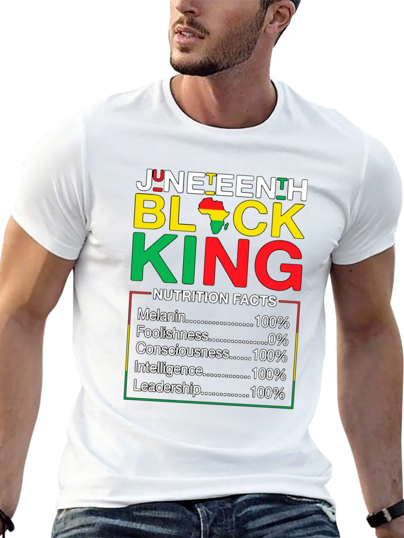 Juneteenth Black King Nutrition Facts T-Shirt