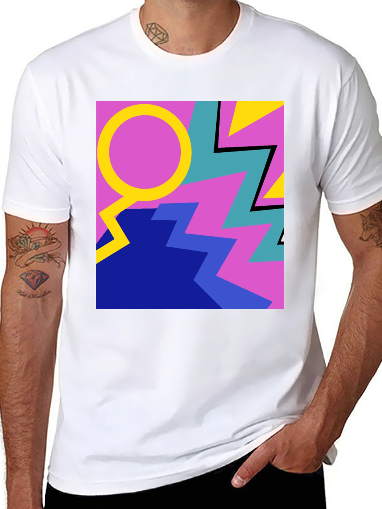 Retro 90s Geometric T-Shirt - Bold Style