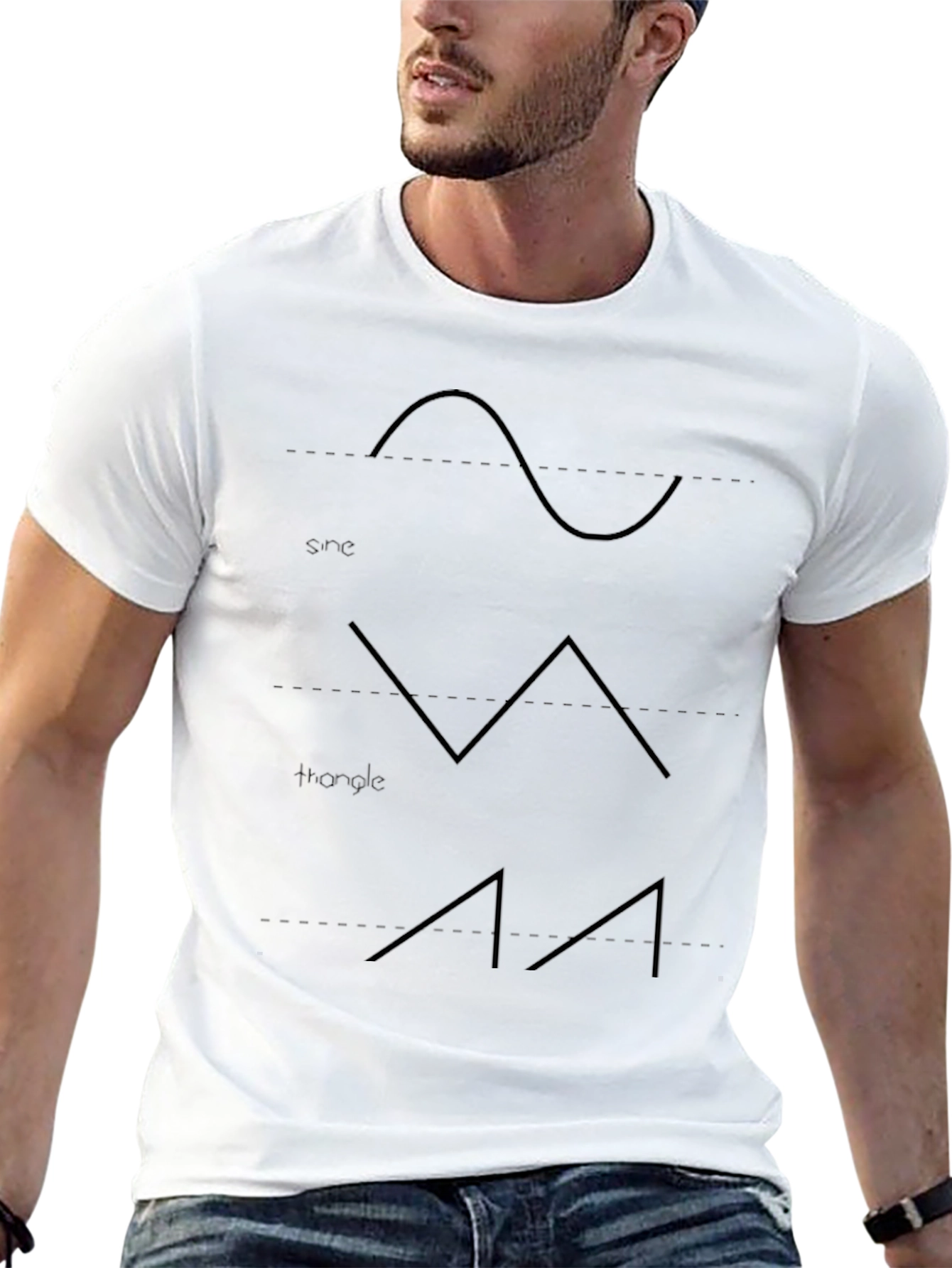 Sine Triangle Wave T-Shirt - Black Graphic Tee