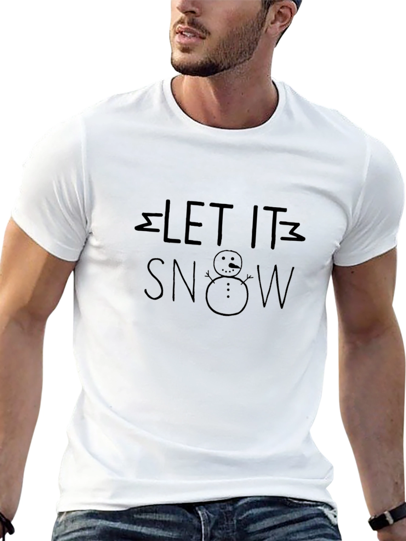 Let It Snow Black Cotton Graphic Tee