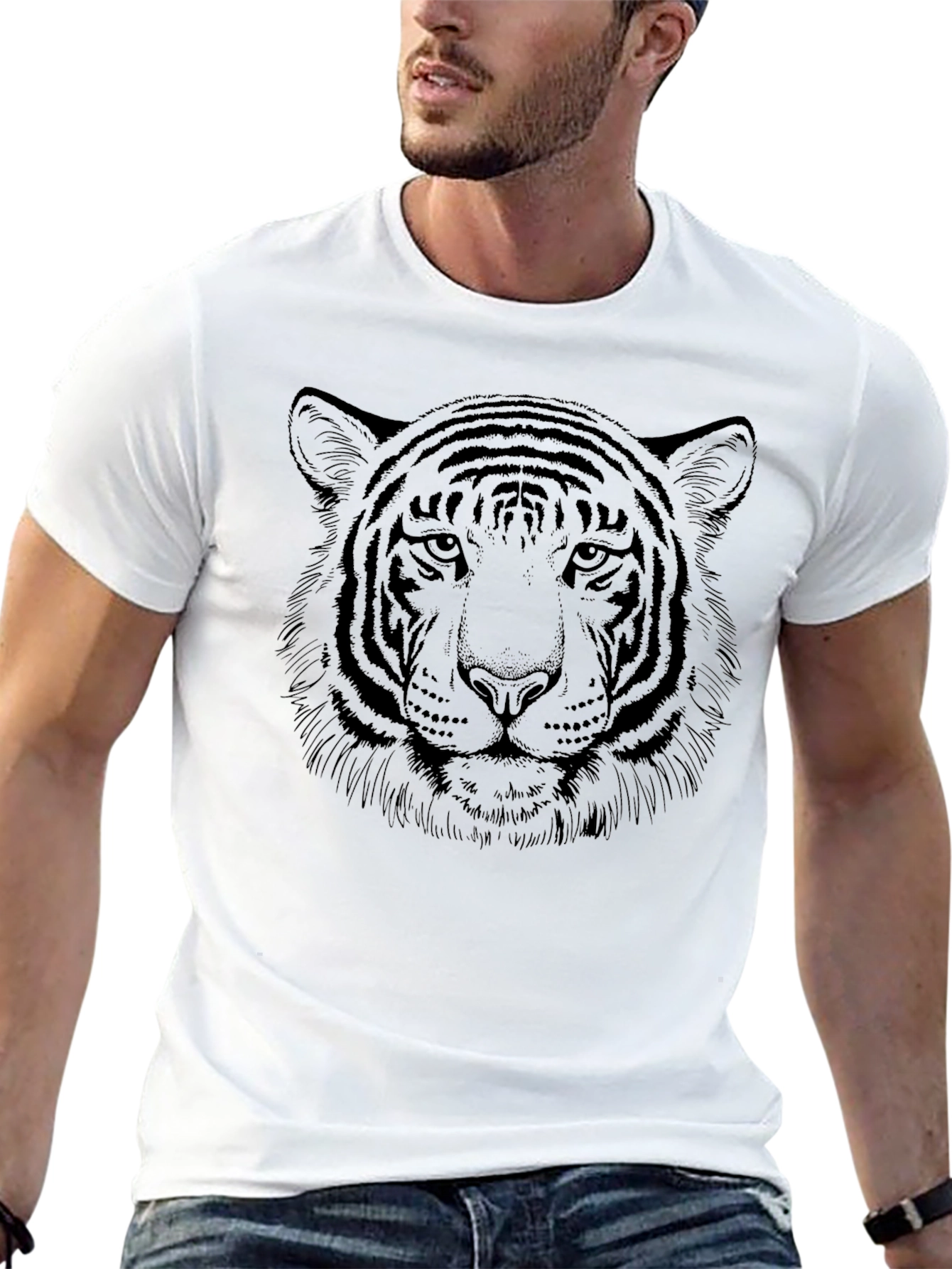 Tiger Graphic Print Black T-Shirt