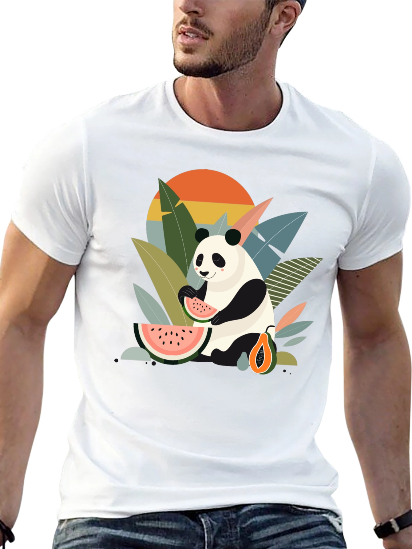 Panda Eating Watermelon T-Shirt - Tropical Vibes