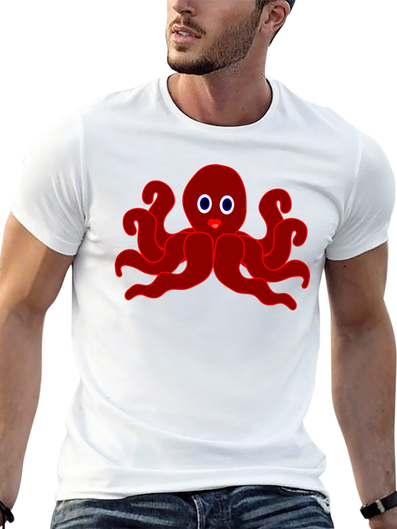 Red Octopus Graphic Tee - Soft Cotton Blend