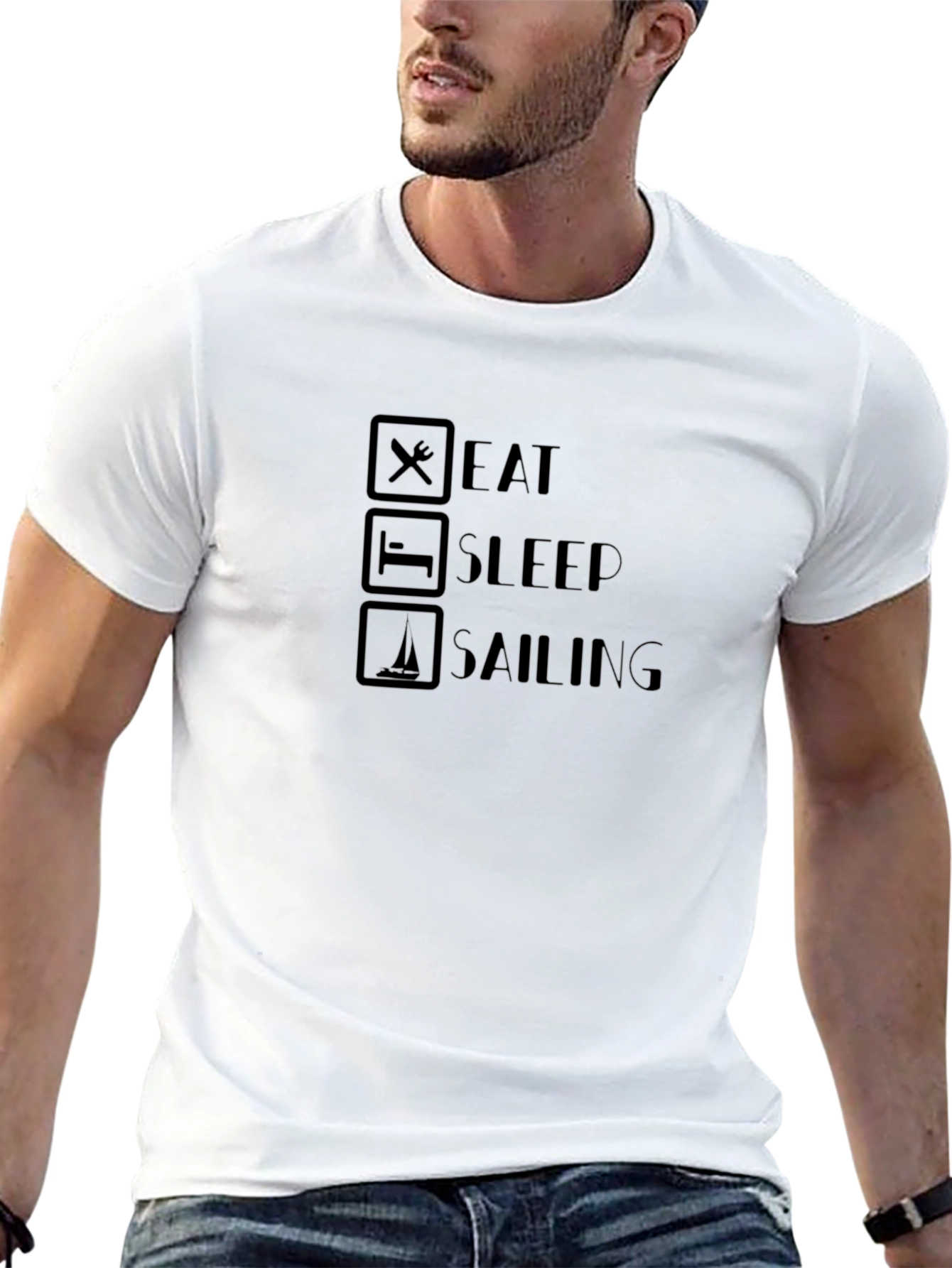 Eat Sleep Sailing Black T-Shirt
