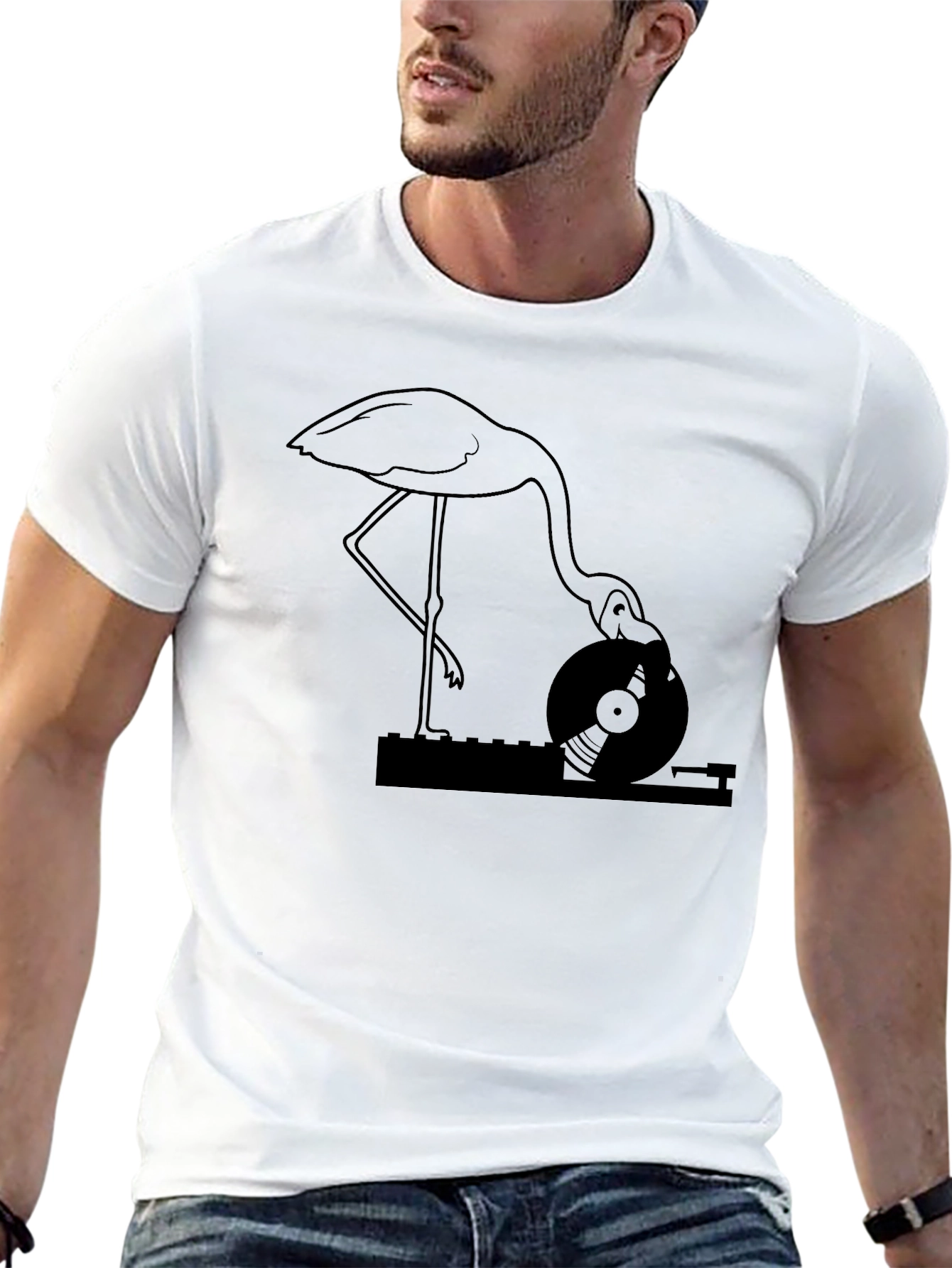 Flamingo DJ Black T-Shirt